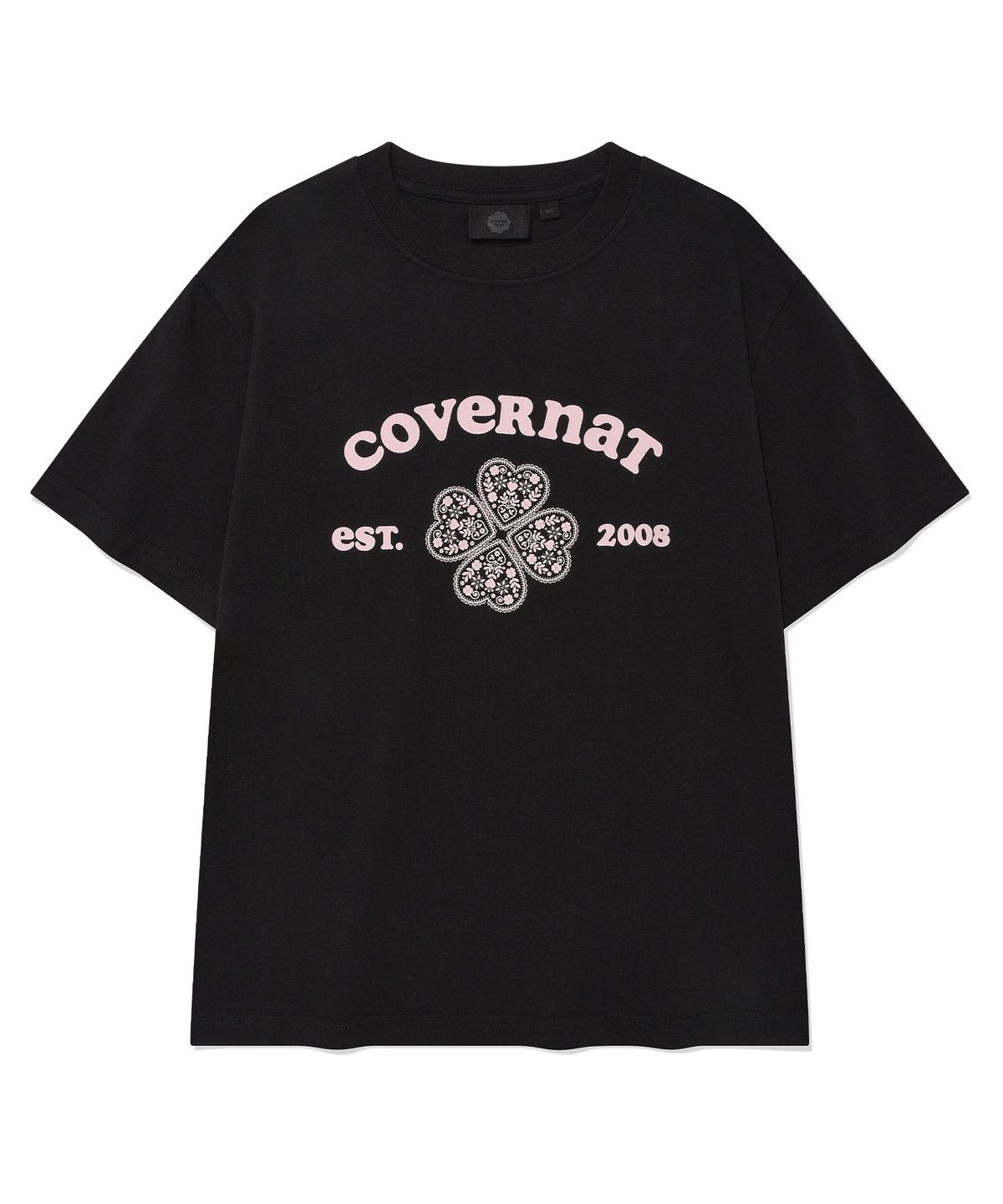 커버낫 우먼(COVERNAT WOMAN) 우먼 레귤러핏 아치 클로버하트 티셔츠 Black