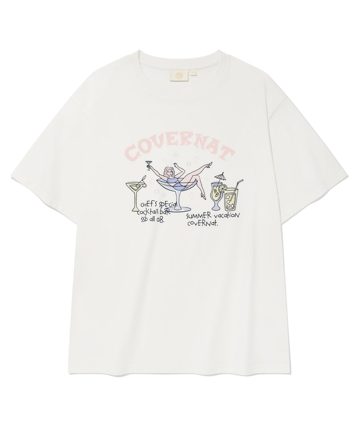 커버낫 우먼(COVERNAT WOMAN) 우먼 세미오버핏 칵테일 티셔츠 White