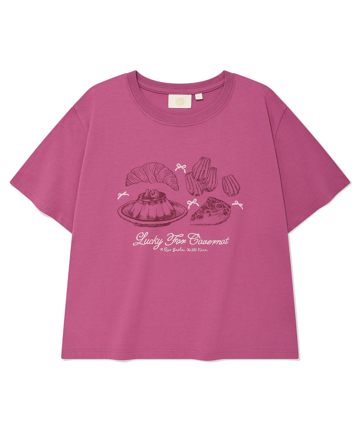 커버낫 우먼(COVERNAT WOMAN) 우먼 크롭 베이커리 티셔츠 Magenta