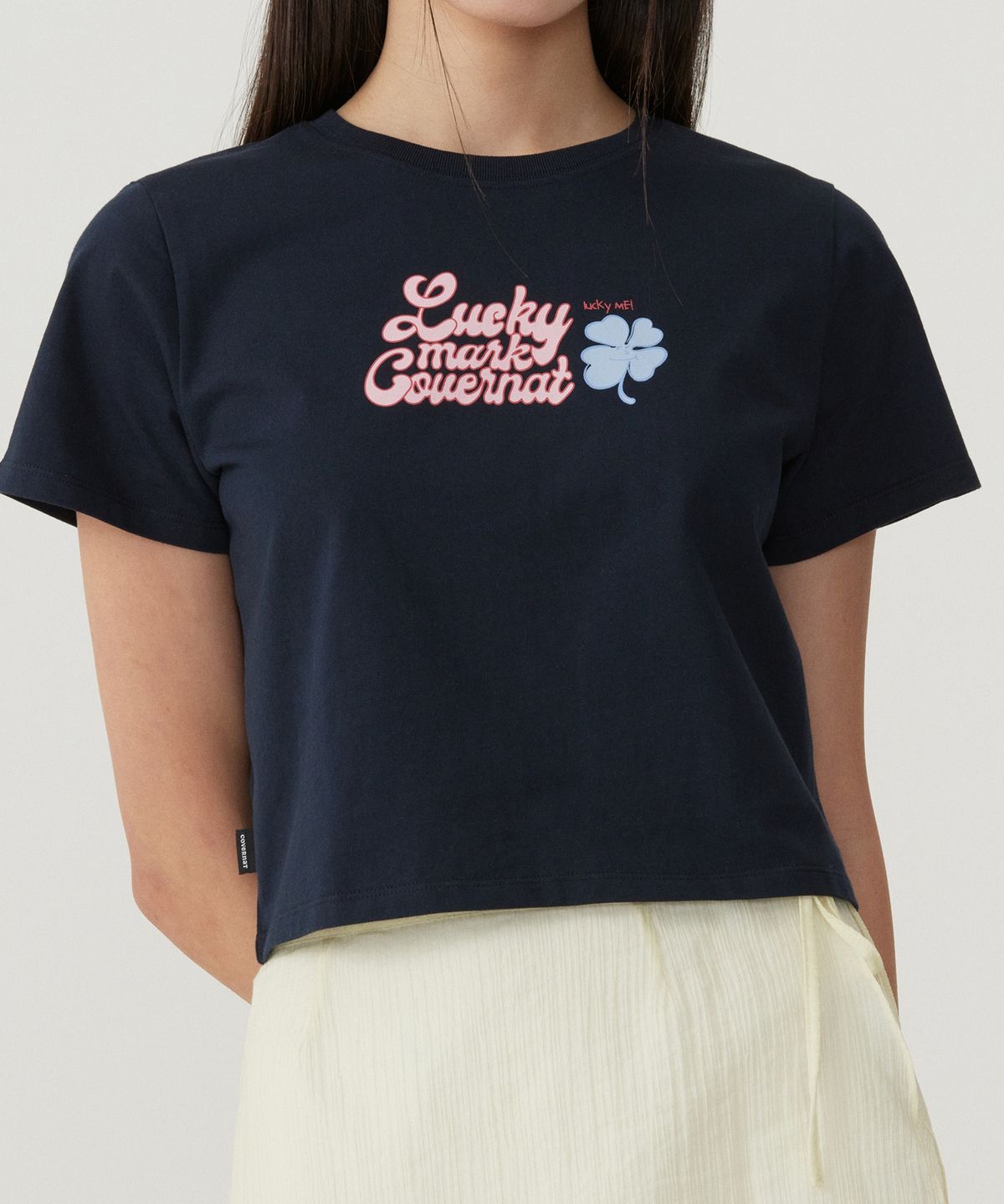 커버낫 우먼(COVERNAT WOMAN) 우먼 럭키 마크 티셔츠 Navy