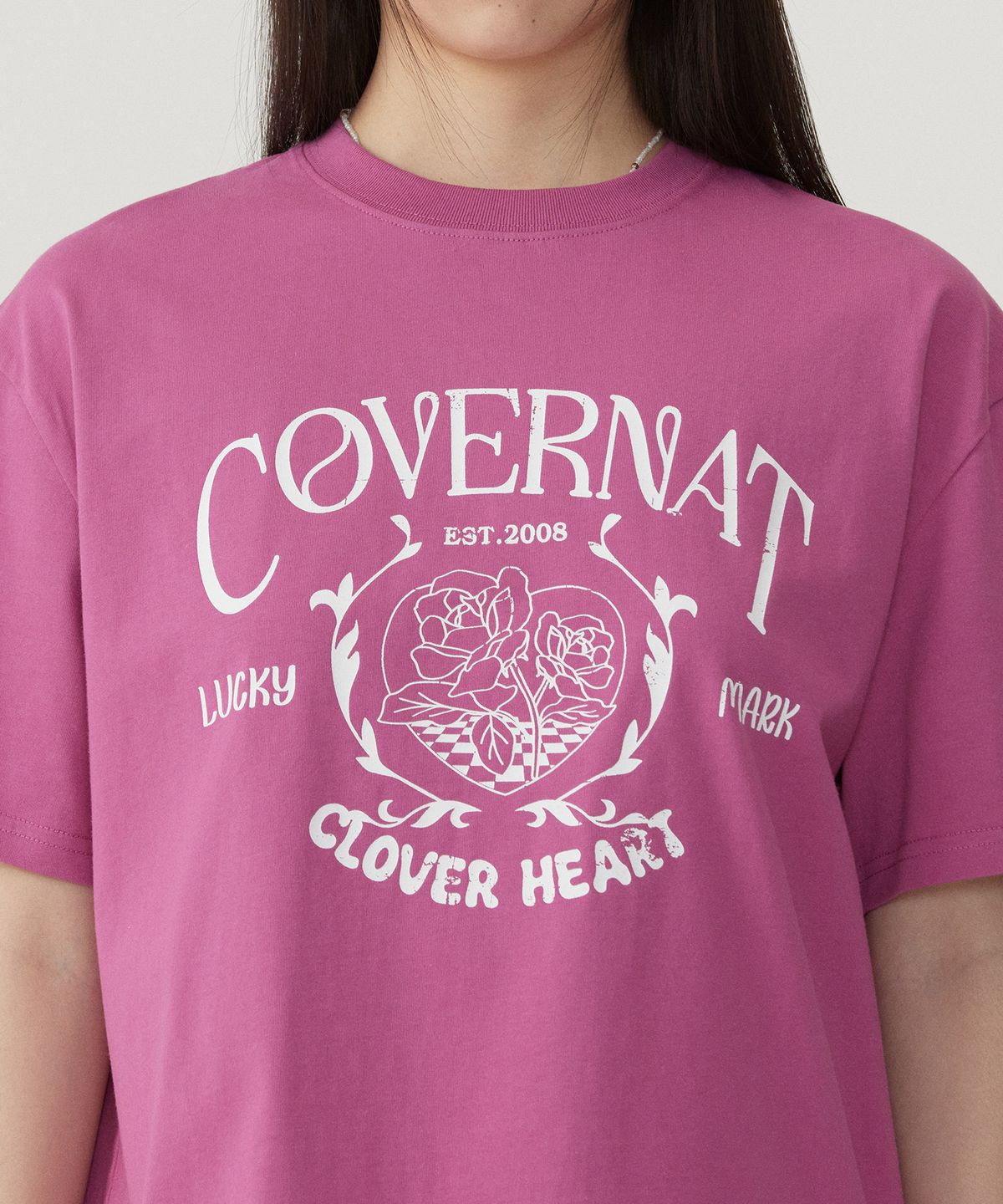 커버낫 우먼(COVERNAT WOMAN) 우먼 오버핏 빈티지 그래픽 티셔츠 Magenta
