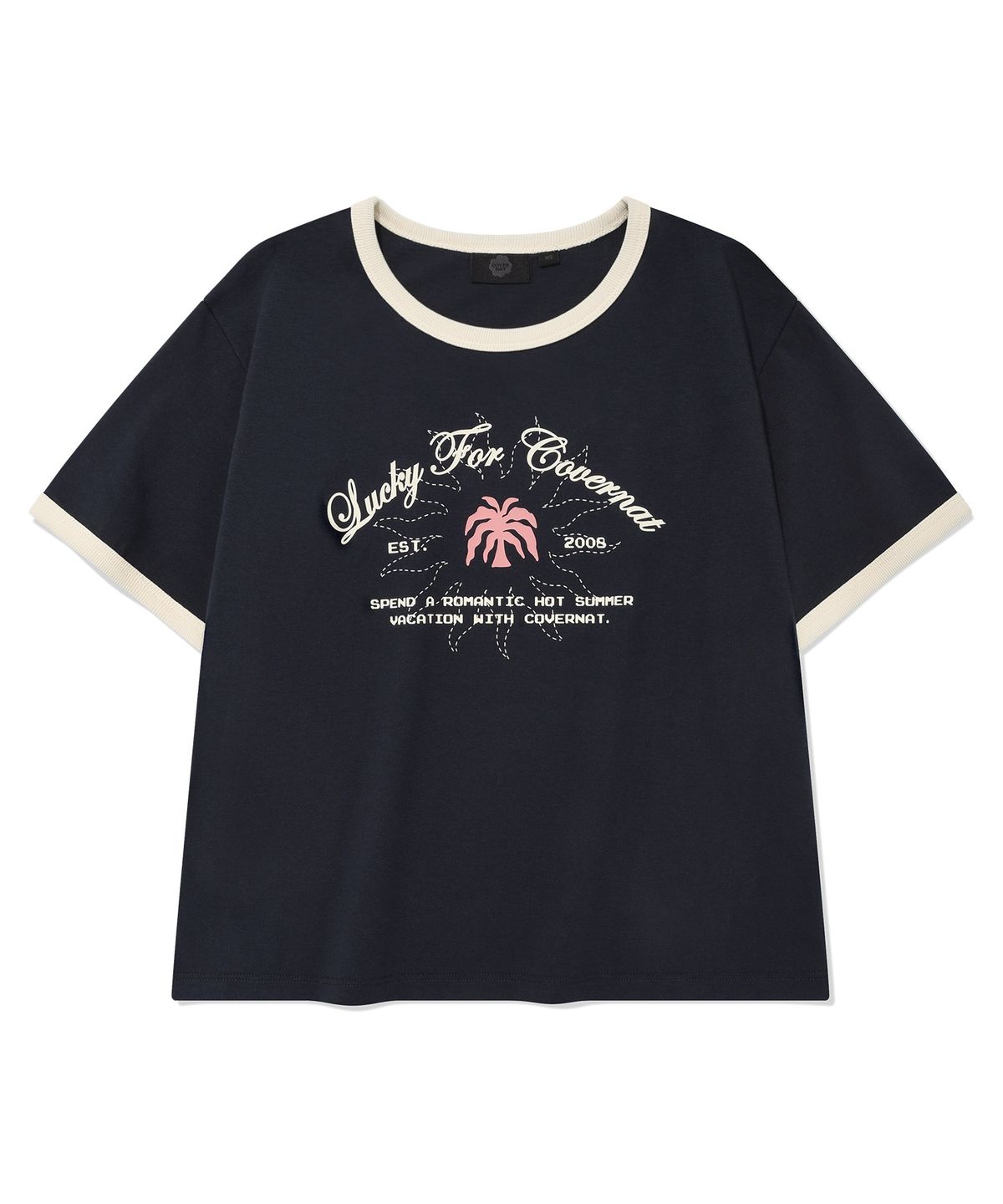 커버낫 우먼(COVERNAT WOMAN) 우먼 썸머 그래픽 링거 티셔츠 Navy