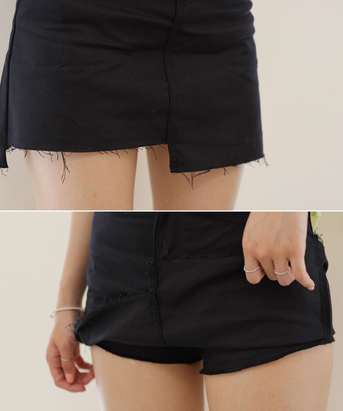 빼빼(BBAEBBAE) 블랙 밑단언발 치마바지