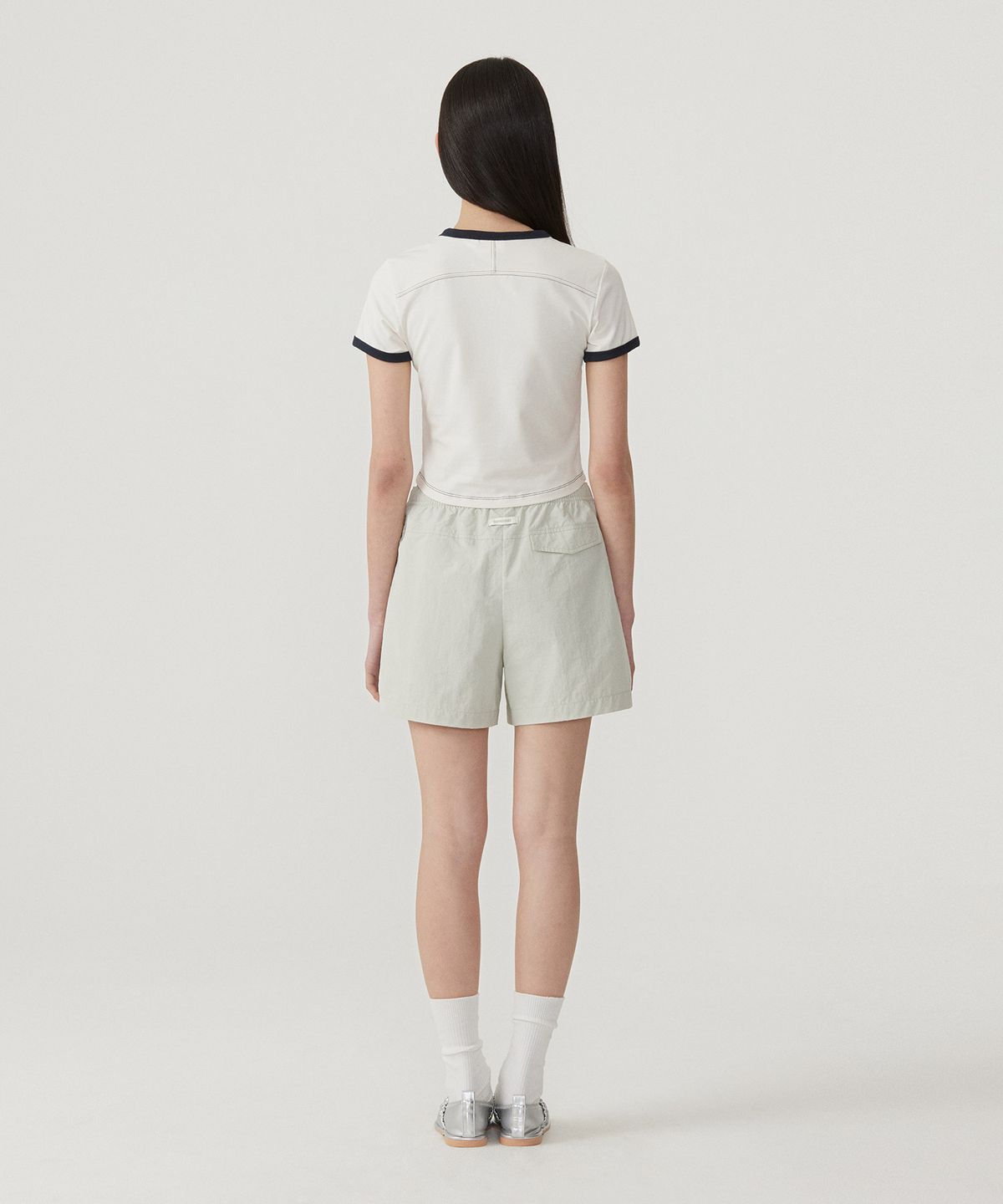 커버낫 우먼(COVERNAT WOMAN) 우먼 베이비핏 링거 티셔츠 Ivory