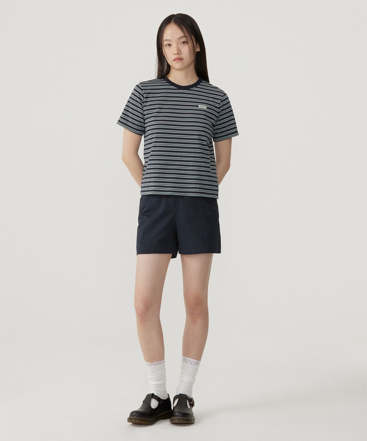 커버낫 우먼(COVERNAT WOMAN) 우먼 스트라이프 티셔츠 Navy