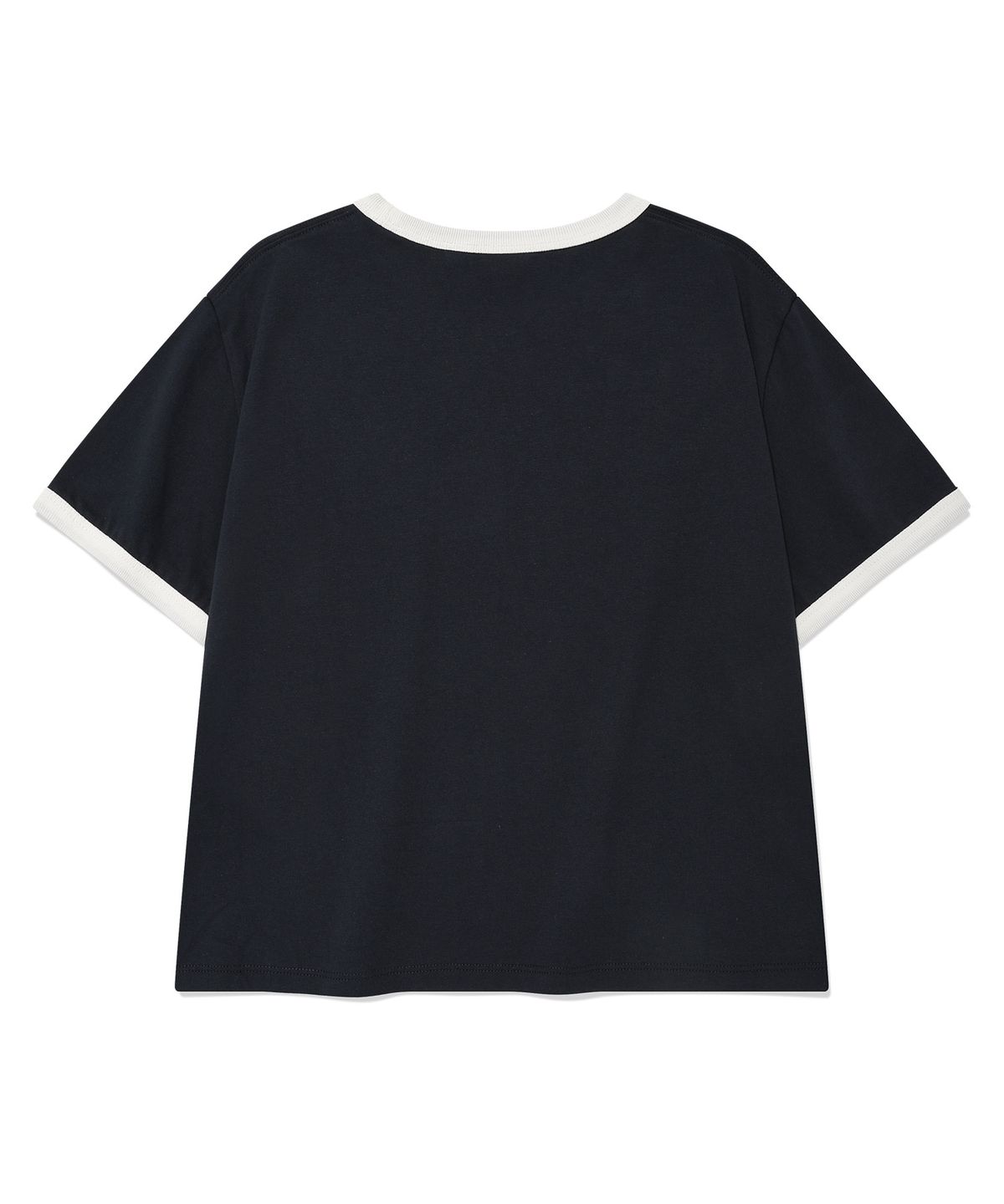 커버낫 우먼(COVERNAT WOMAN) 우먼 크롭 쿠퍼로고 링거 티셔츠 Navy