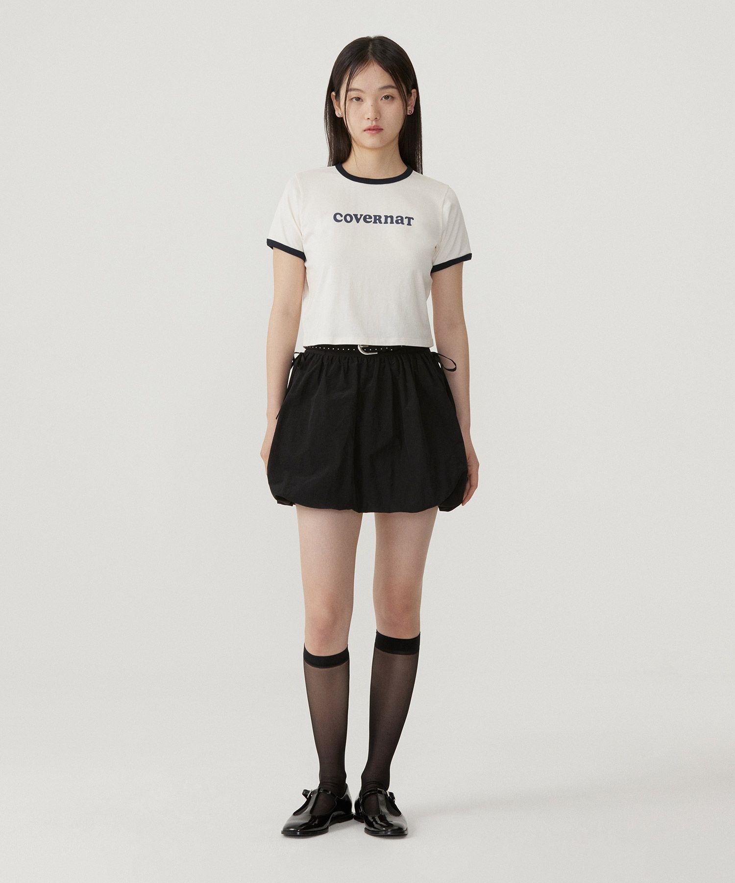 [COVERNAT] Women's Crop Cooper Logo Ringer T-Shirt /追跡付 MUSINSA | COVERNAT WOMAN Women's Crop Cooper Logo Ringer T