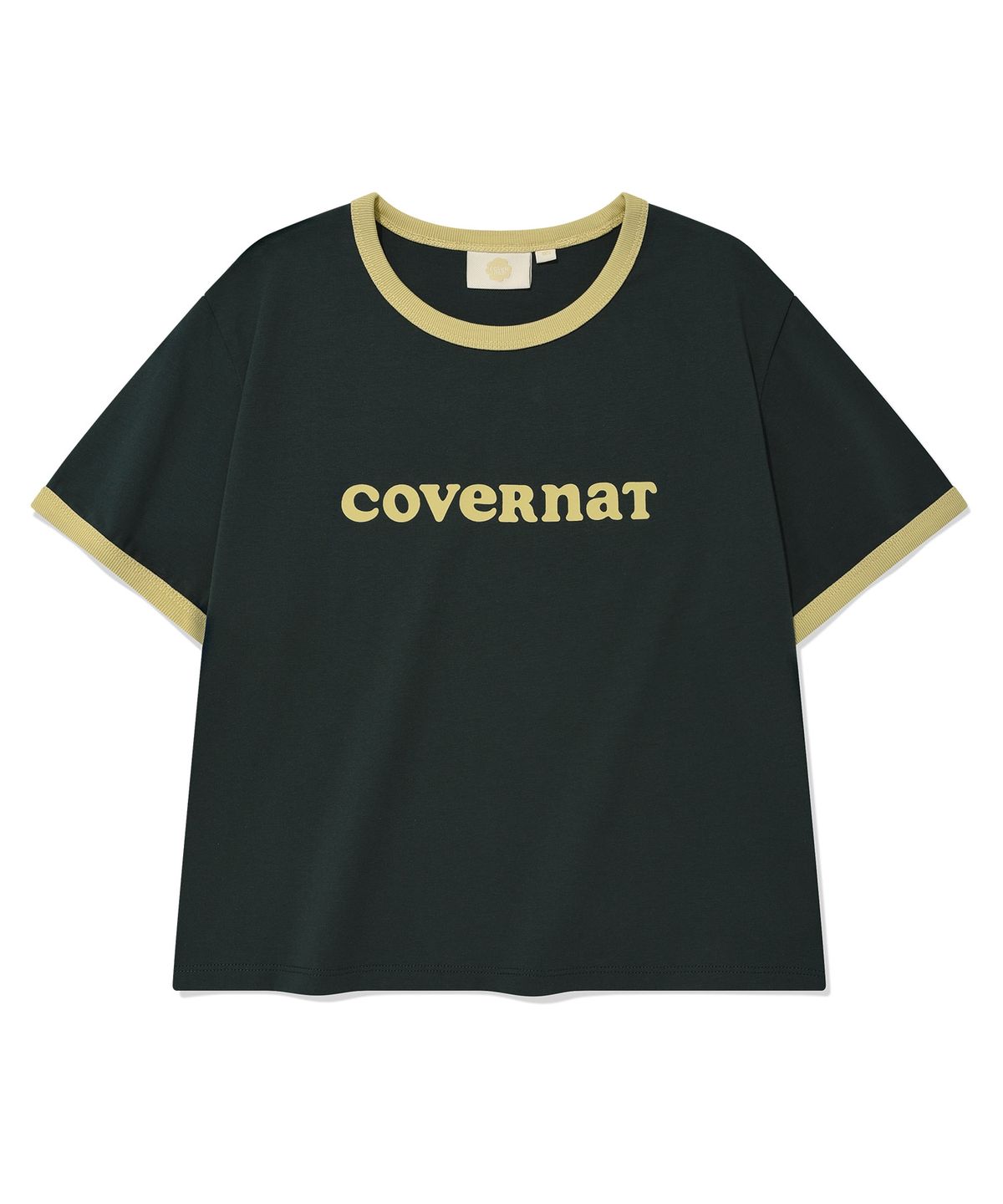 커버낫 우먼(COVERNAT WOMAN) 우먼 크롭 쿠퍼로고 링거 티셔츠 Green