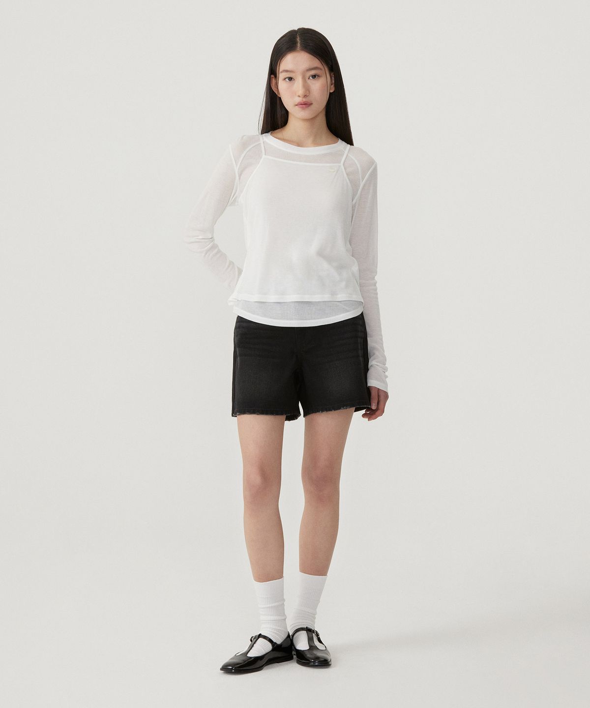 커버낫 우먼(COVERNAT WOMAN) 우먼 시어 레이어드 롱슬리브 White
