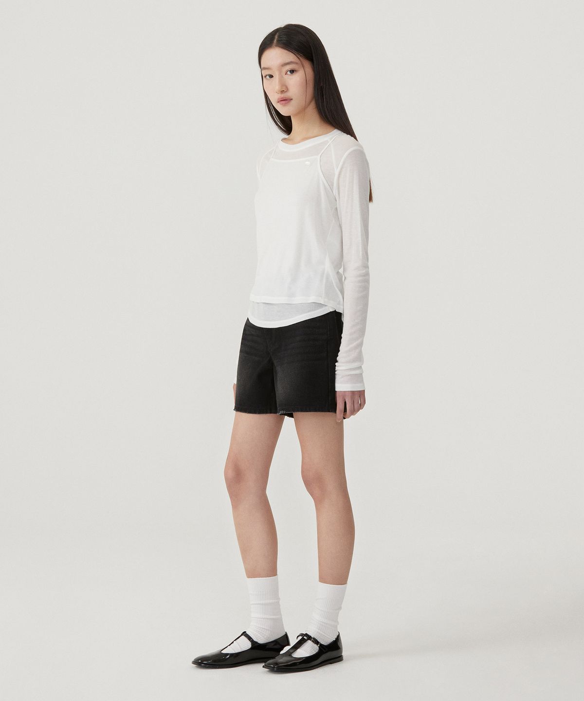 커버낫 우먼(COVERNAT WOMAN) 우먼 시어 레이어드 롱슬리브 White