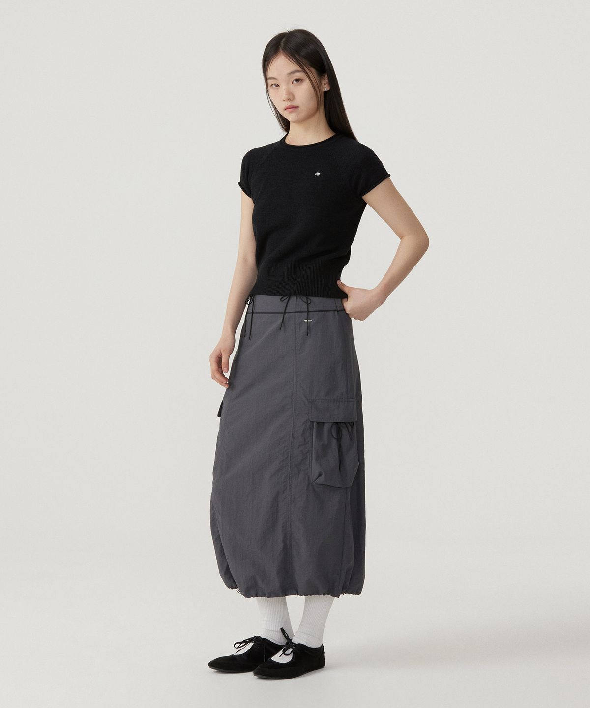 커버낫 우먼(COVERNAT WOMAN) 우먼 부클 래글런 하프 니트 Black