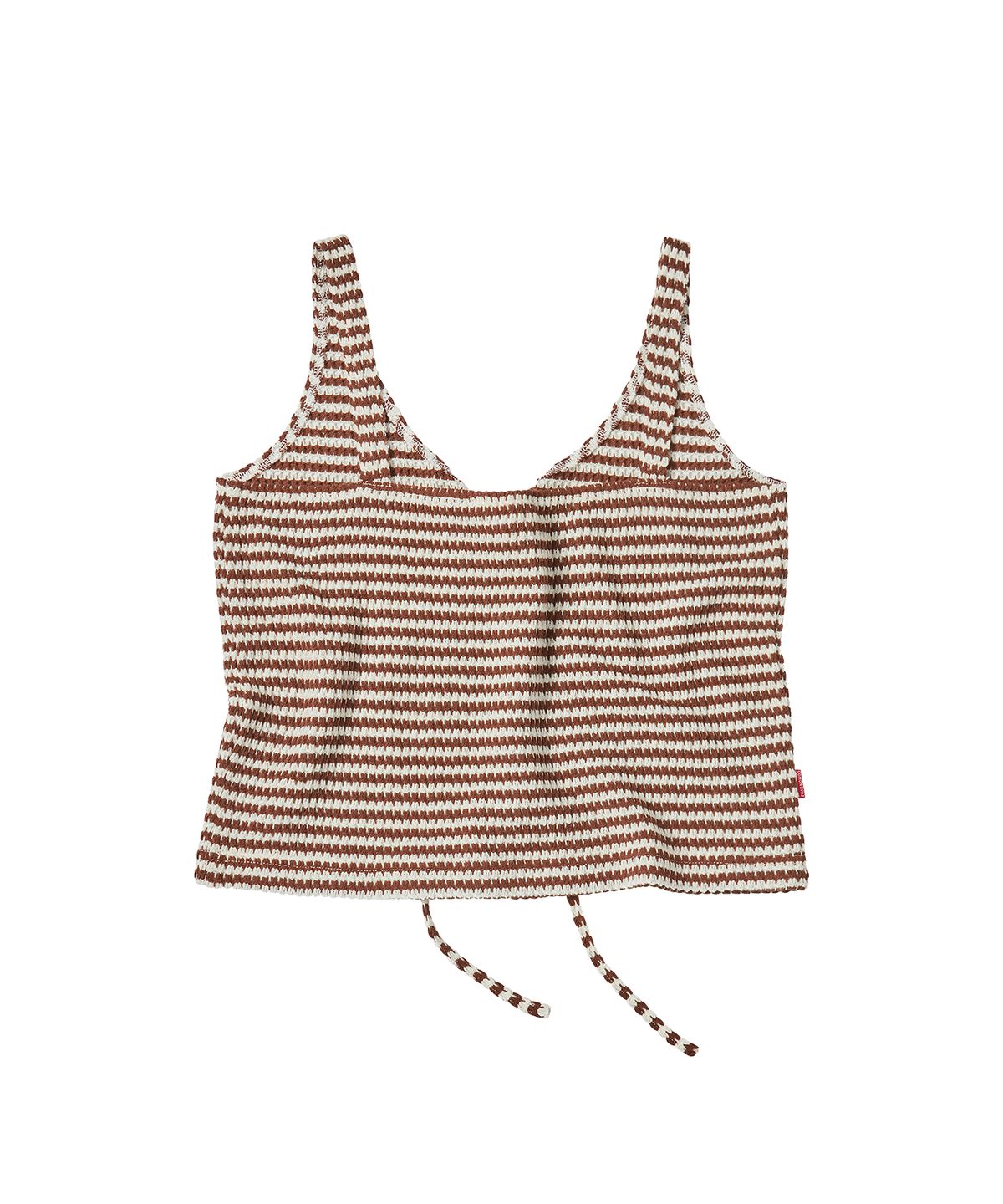 꼬모니노즈(COMONINOZ) W CROCHET RIBBON VEST [BROWN]