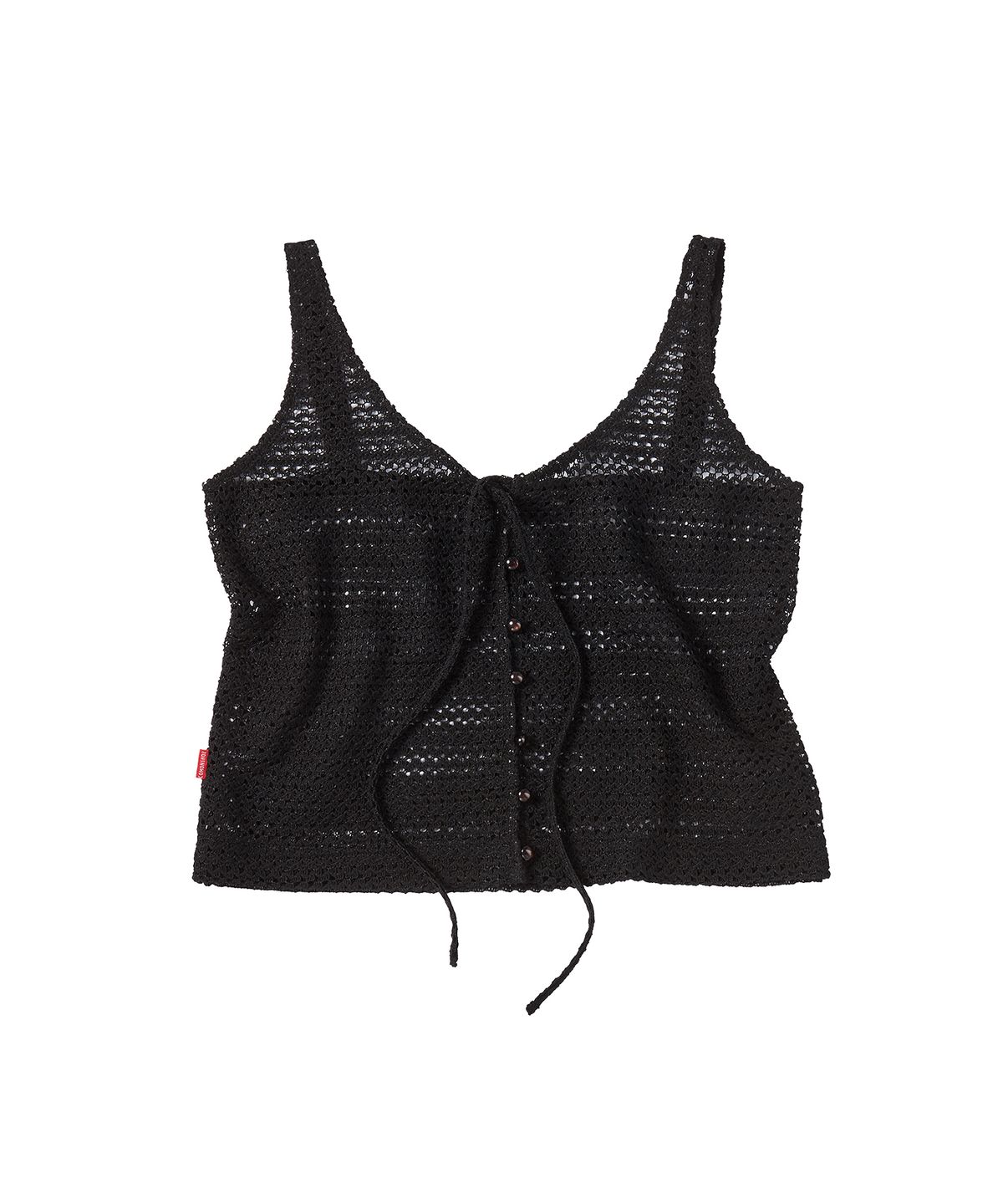 꼬모니노즈(COMONINOZ) W CROCHET RIBBON VEST [BLACK]