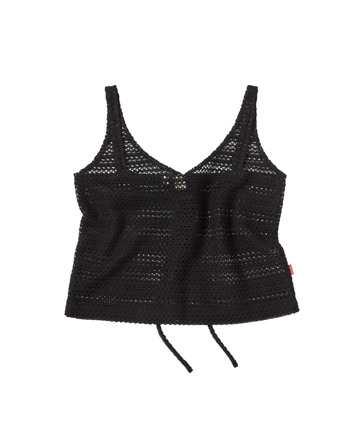 꼬모니노즈(COMONINOZ) W CROCHET RIBBON VEST [BLACK]