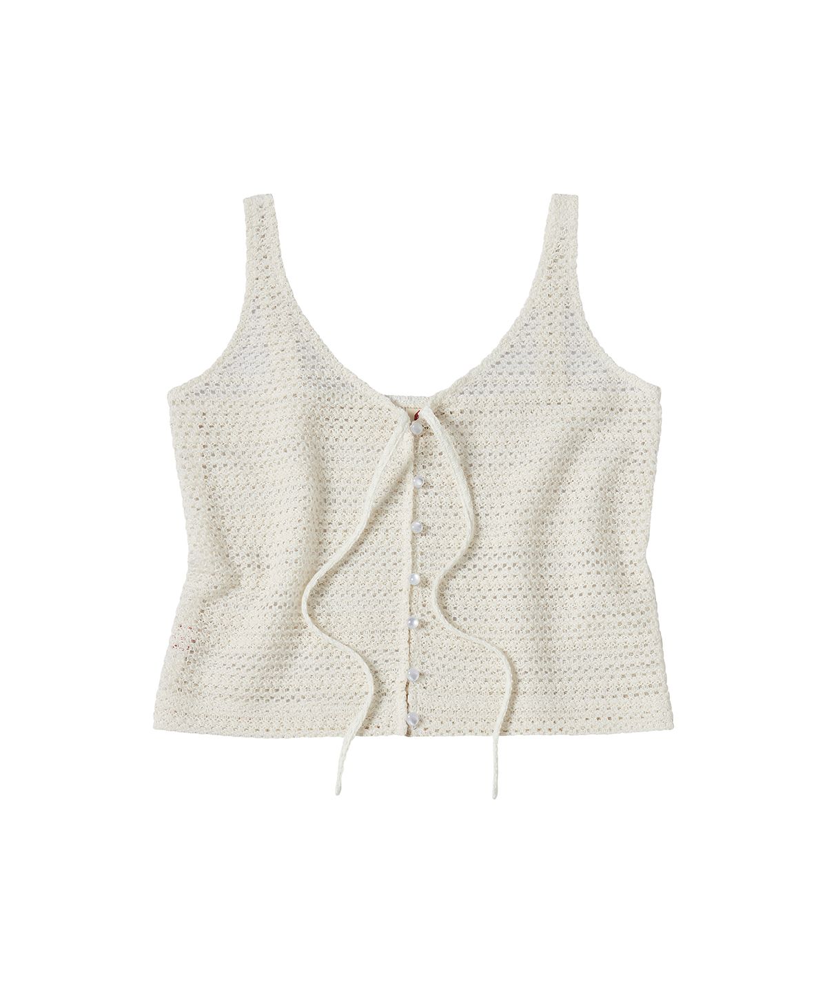 꼬모니노즈(COMONINOZ) W CROCHET RIBBON VEST [IVORY]