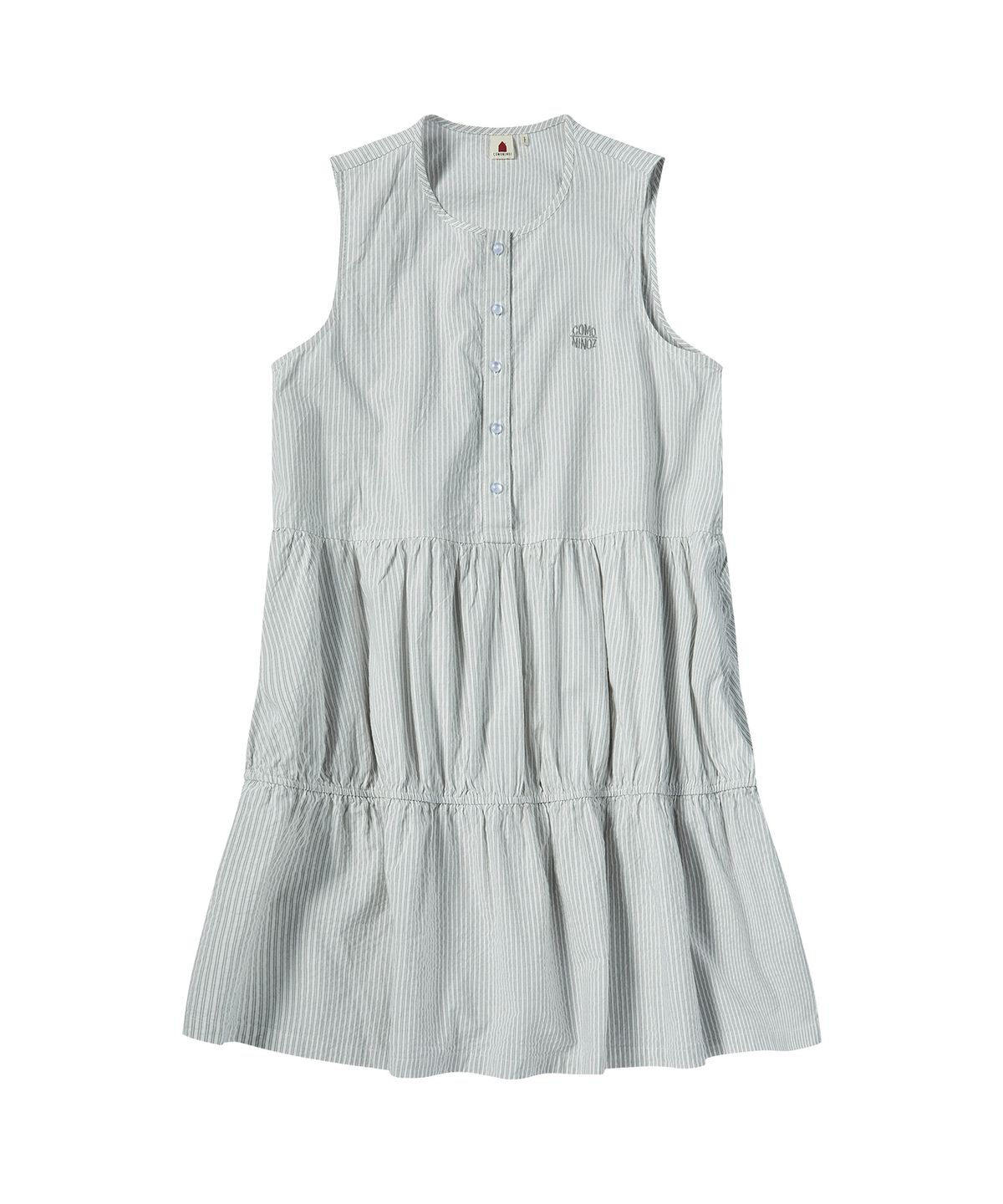 꼬모니노즈(COMONINOZ) W TIERED BUTTON ONE-PIECE [LIGHT GRAY]
