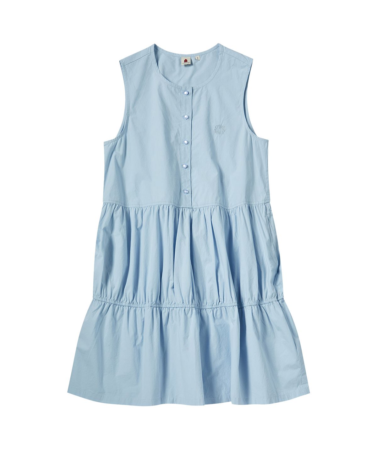 꼬모니노즈(COMONINOZ) W TIERED BUTTON ONE-PIECE [SKY BLUE]