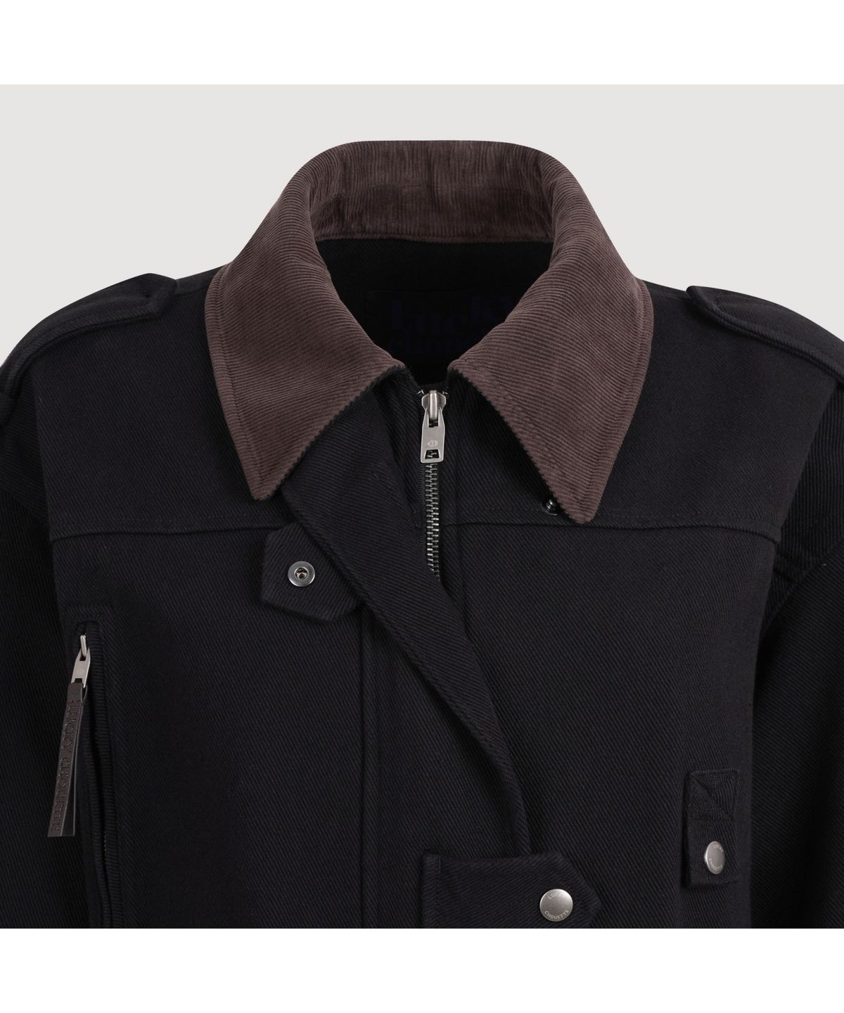 럭키슈에뜨(LUCKY CHOUETTE) Collar Coloring Walk Jumper (dark black) LFUAS25200BKD
