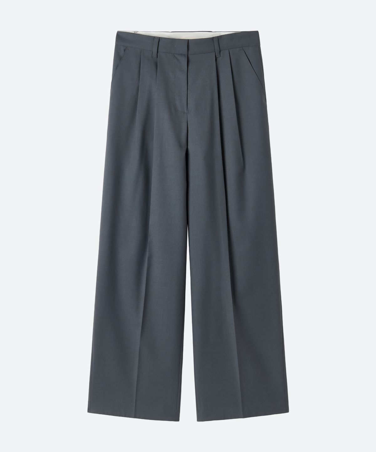 문선(MOONSUN) Wide Two-Tuck Slacks / Blue Gray