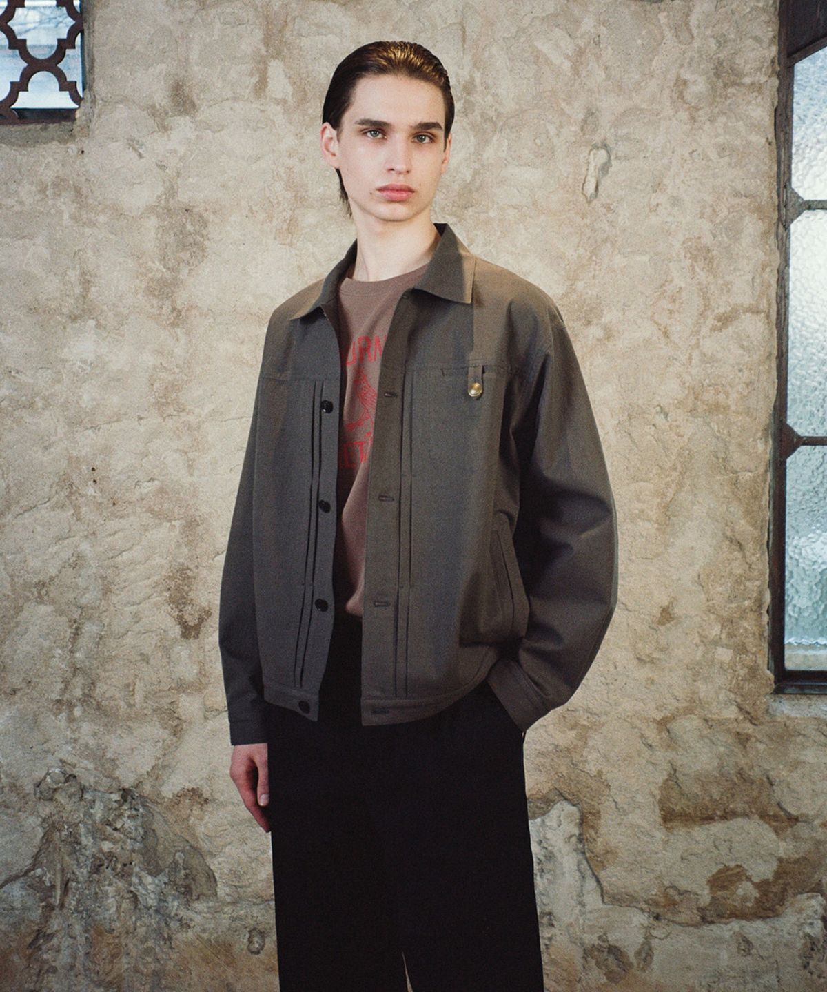 셔터(SHIRTER) SOFT LINEN TRUCKER JACKET (GREY)