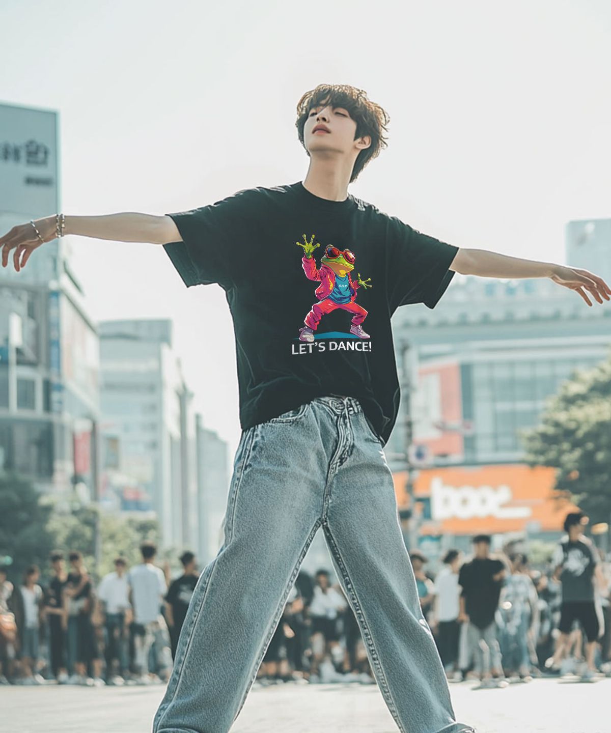 원헌드레드퍼센트(OHP) OHPxJOY 렛츠댄스 세미오버 반팔티