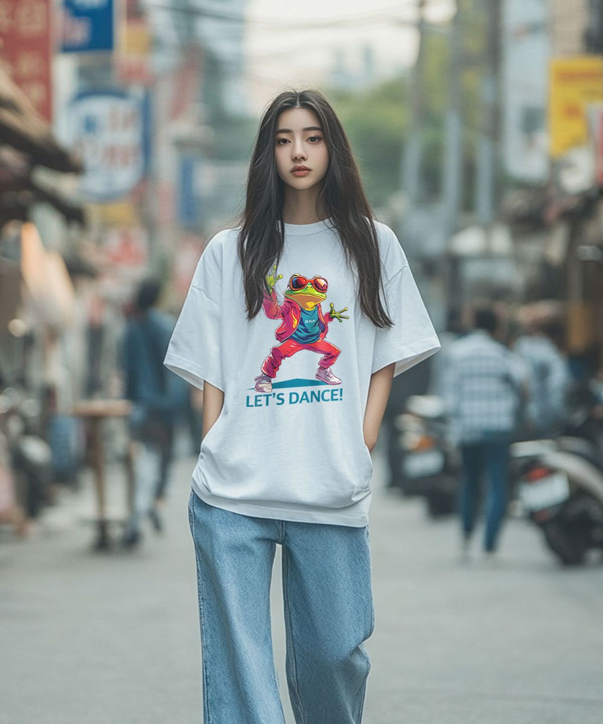 원헌드레드퍼센트(OHP) OHPxJOY 렛츠댄스 세미오버 반팔티