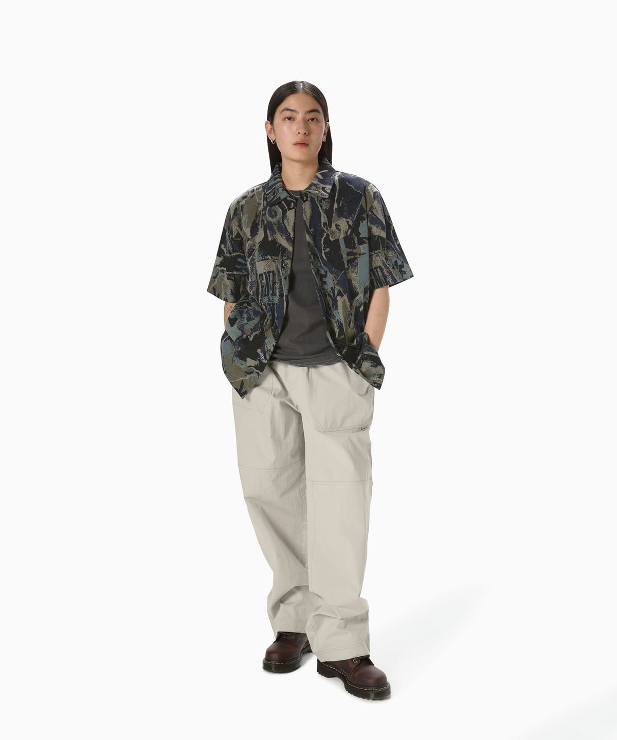 디스이즈네버댓(THISISNEVERTHAT) Jacquard Pattern Button Up Top Black