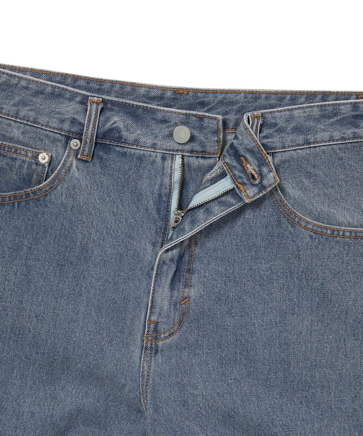 디스이즈네버댓(THISISNEVERTHAT) GD Overlap Lightning Denim Short Washed Blue