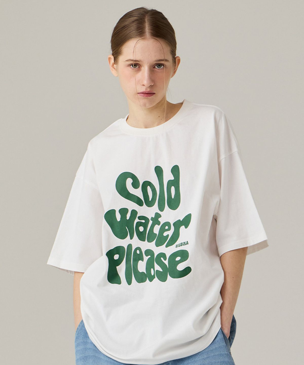 어반에이지(URBANAGE) Cold Water Plz 오버 반팔 화이트그린