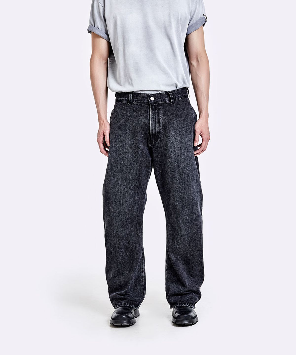 51퍼센트(51PERCENT) Thong denim pants - Washed black