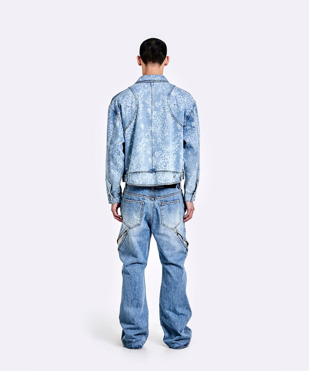 51퍼센트(51PERCENT) Leopard denim jacket - Light blue