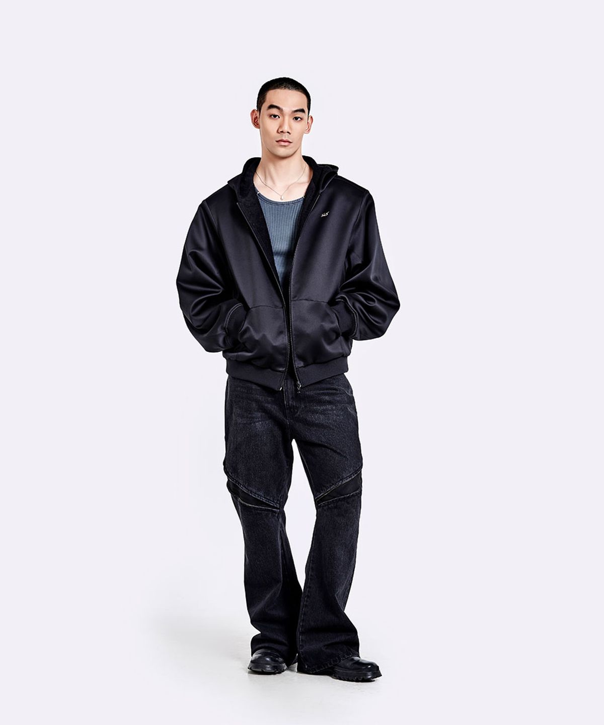 51퍼센트(51PERCENT) Oversized Hoodie zip-up - Secret black