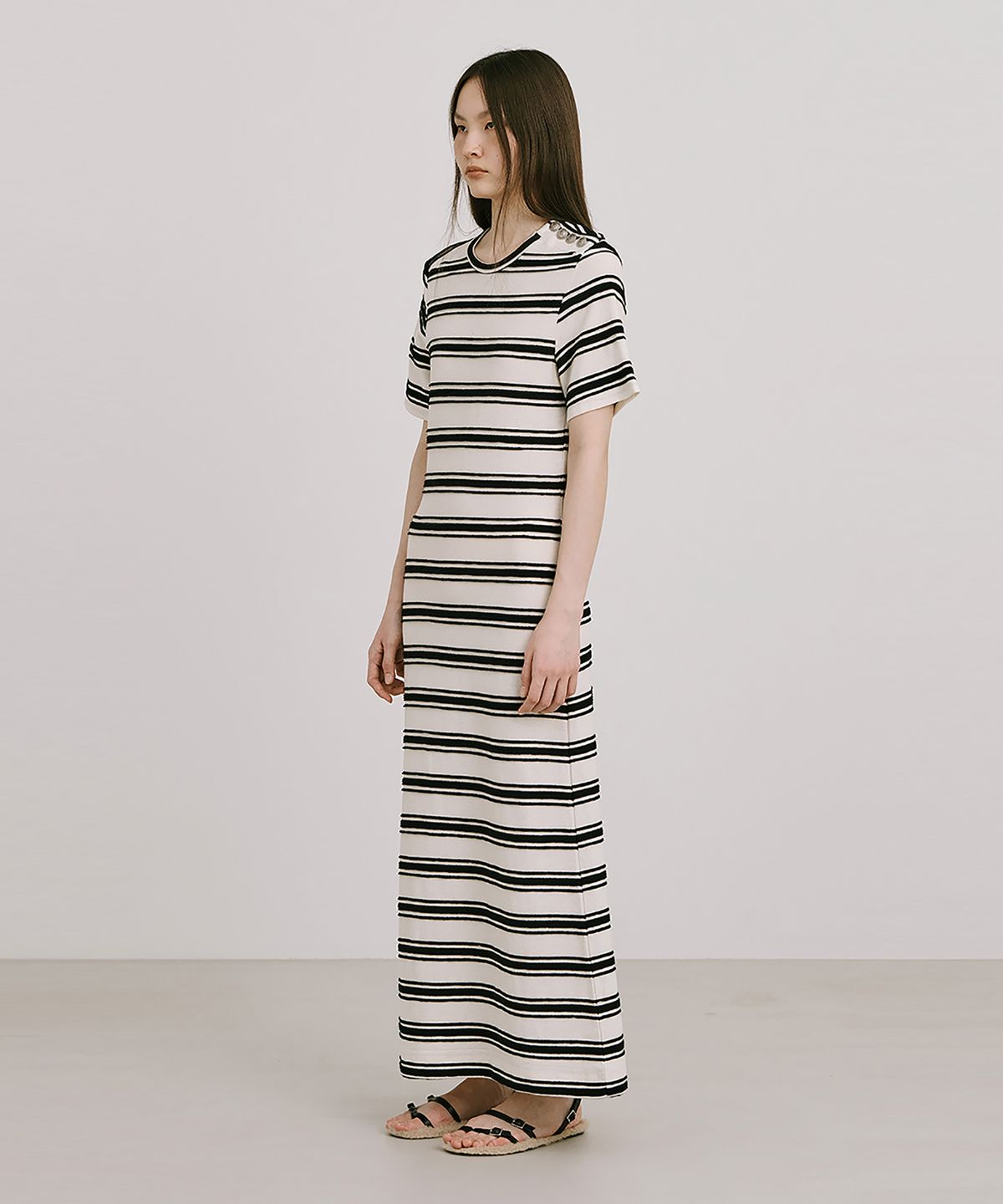 분더캄머(WNDERKAMMER) Stripe Jacquard Knit Dress_Cream(스트라이프 자카드 니트 원피스_크림)
