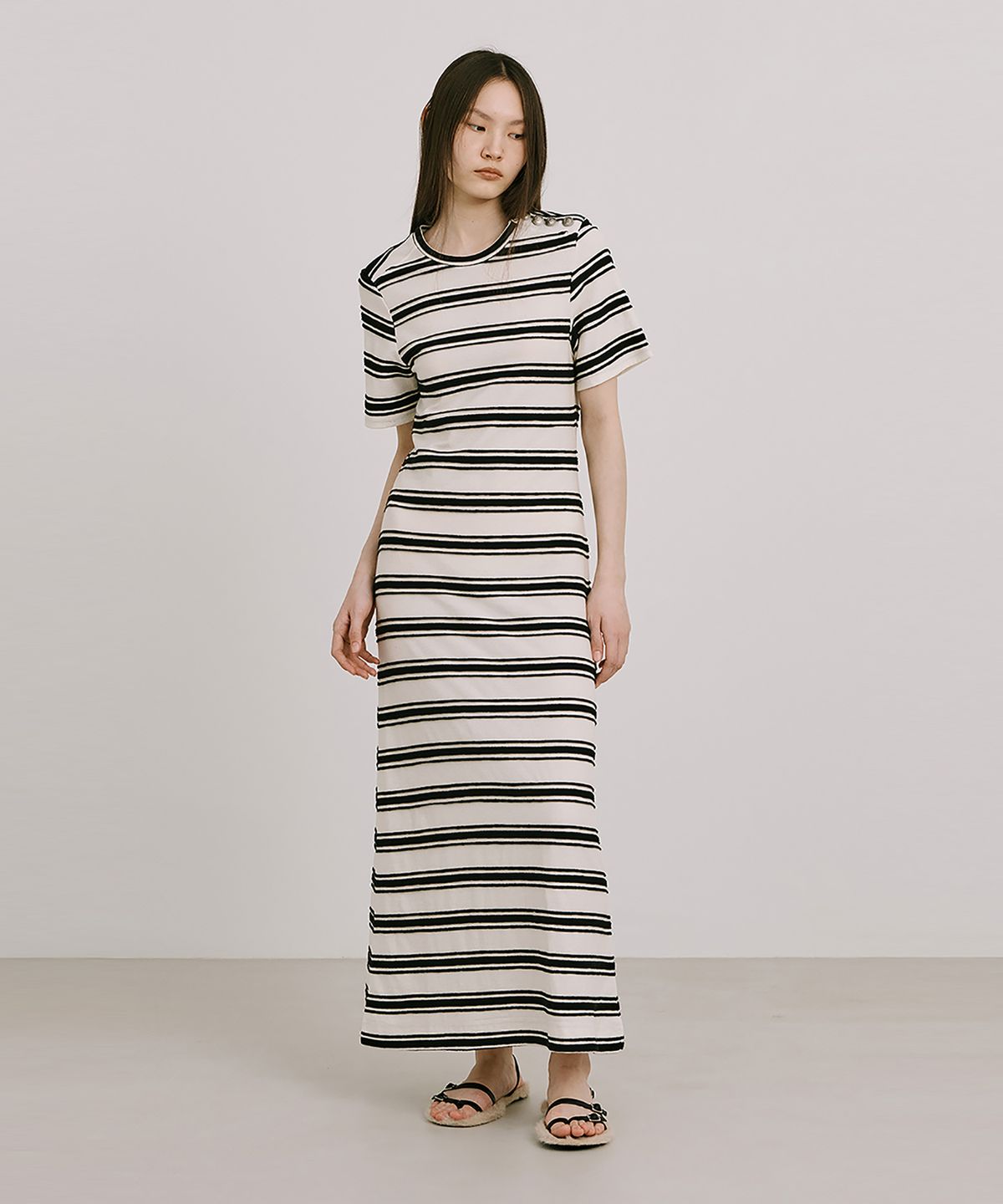 분더캄머(WNDERKAMMER) Stripe Jacquard Knit Dress_Cream(스트라이프 자카드 니트 원피스_크림)