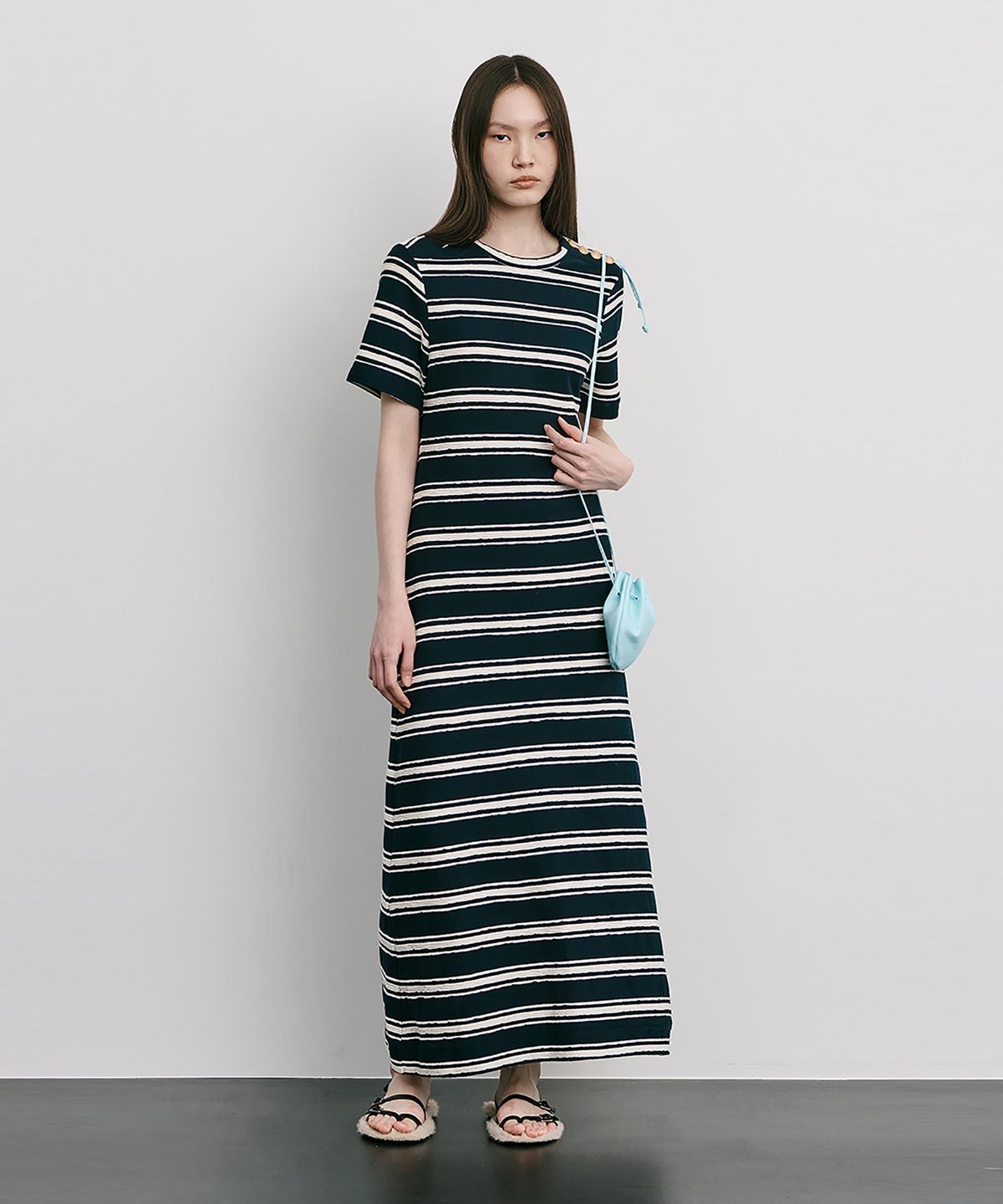 분더캄머(WNDERKAMMER) Stripe Jacquard Knit Dress_Navy(스트라이프 자카드 니트 원피스_네이비)
