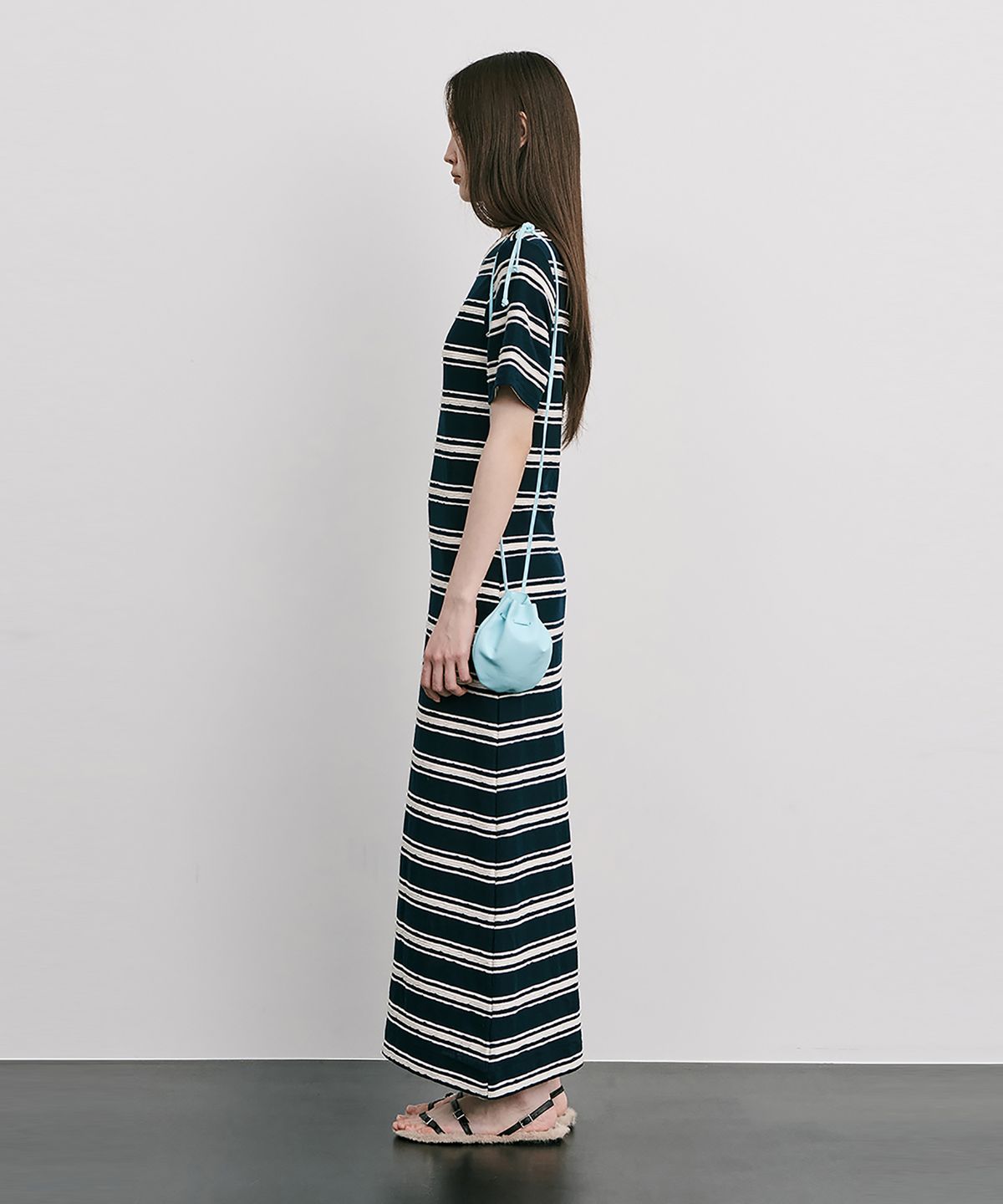 분더캄머(WNDERKAMMER) Stripe Jacquard Knit Dress_Navy(스트라이프 자카드 니트 원피스_네이비)