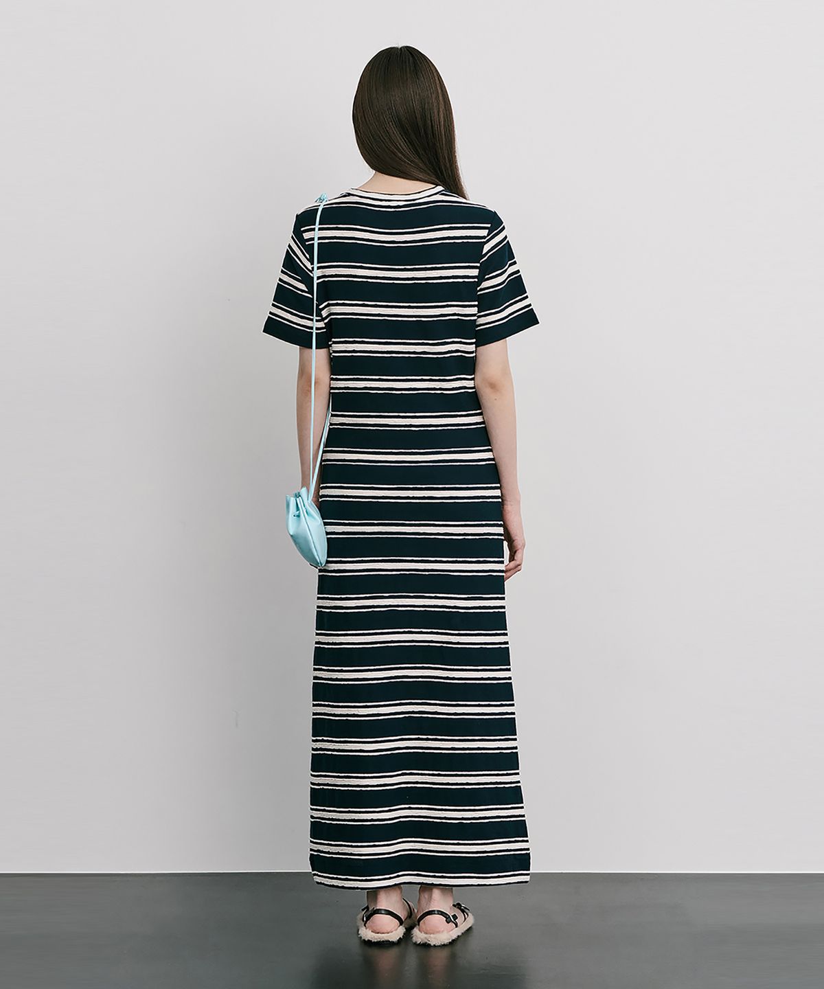 분더캄머(WNDERKAMMER) Stripe Jacquard Knit Dress_Navy(스트라이프 자카드 니트 원피스_네이비)