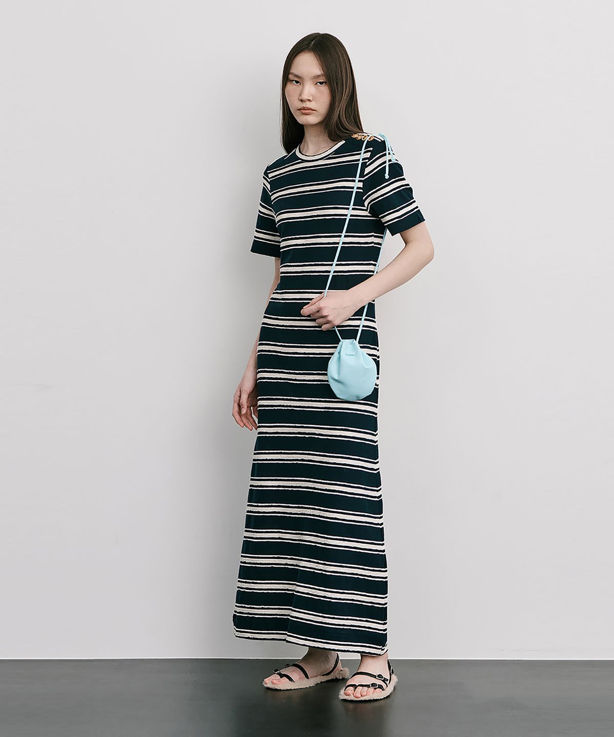 분더캄머(WNDERKAMMER) Stripe Jacquard Knit Dress_Navy(스트라이프 자카드 니트 원피스_네이비)