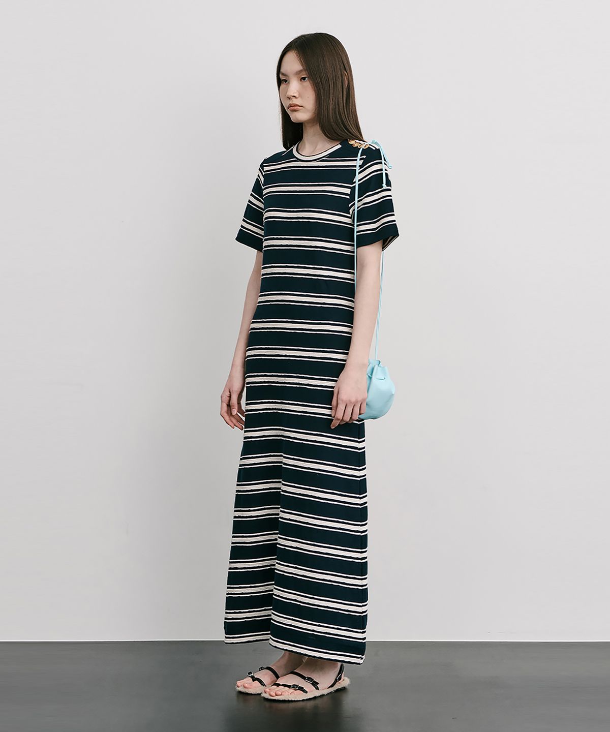 분더캄머(WNDERKAMMER) Stripe Jacquard Knit Dress_Navy(스트라이프 자카드 니트 원피스_네이비)