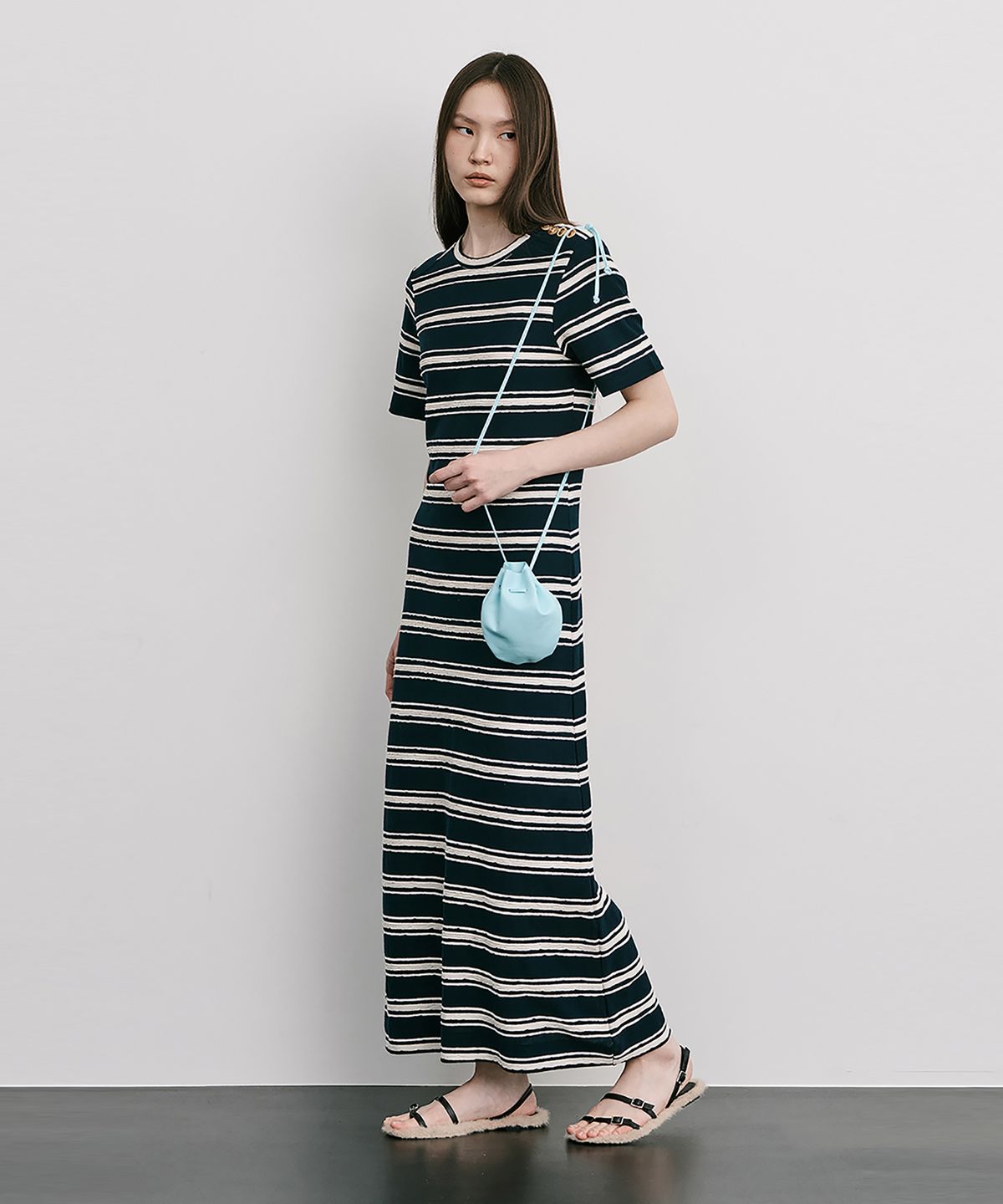 분더캄머(WNDERKAMMER) Stripe Jacquard Knit Dress_Navy(스트라이프 자카드 니트 원피스_네이비)