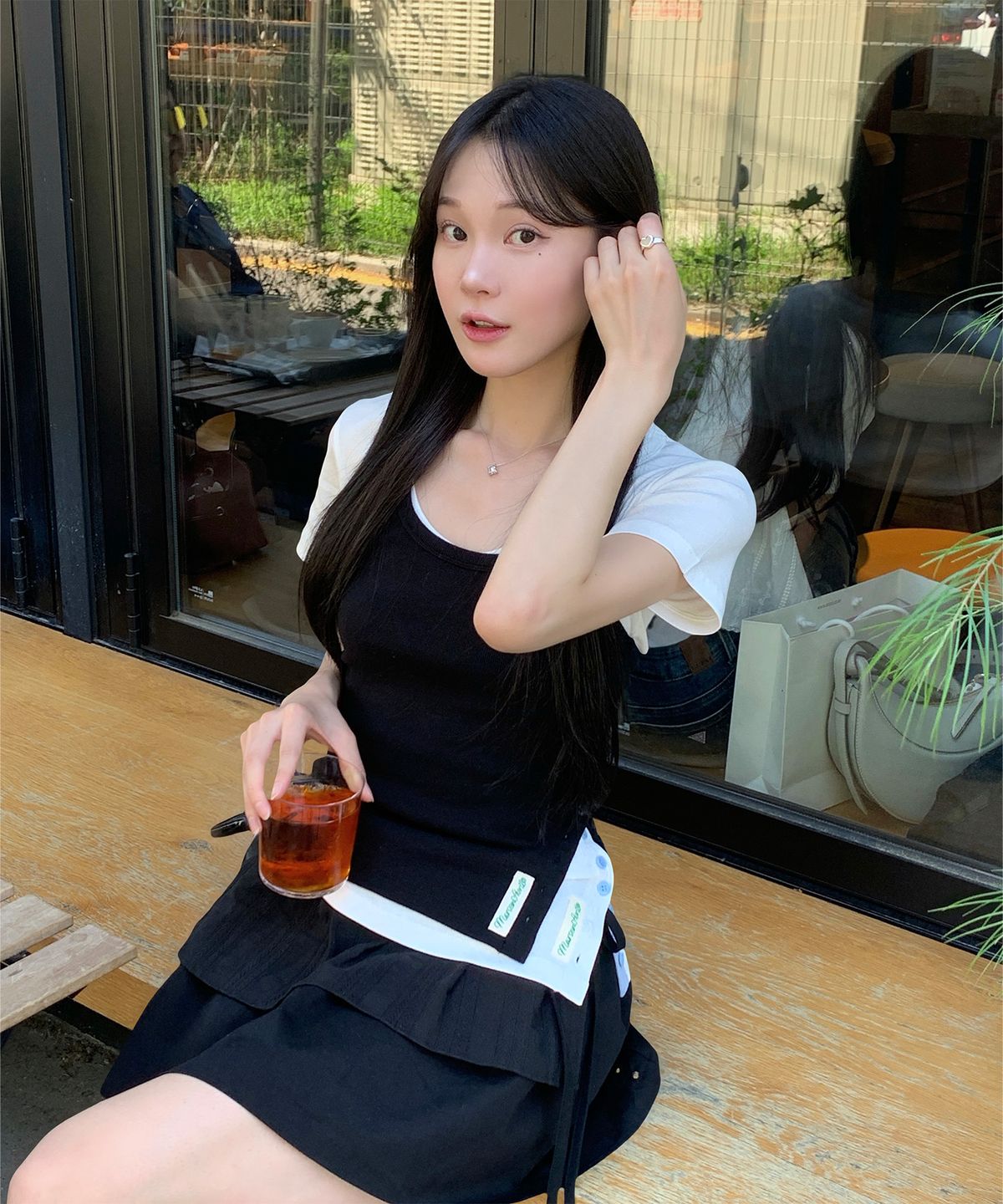 플라즈마스페어(PLASMA SPHERE) 2 WAY 듀엣 미니 프릴 플레어 레이어드 랩스커트_ 2COLOR