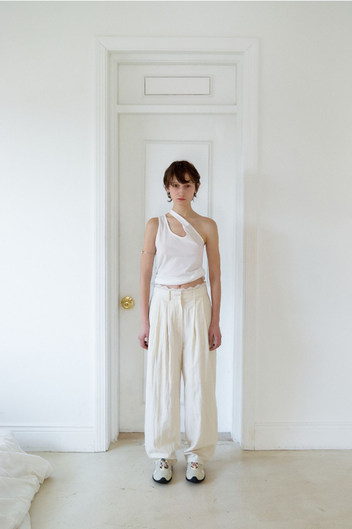 큐피도(KUPIDO) Jules lace detail wide Pants _ Ivory