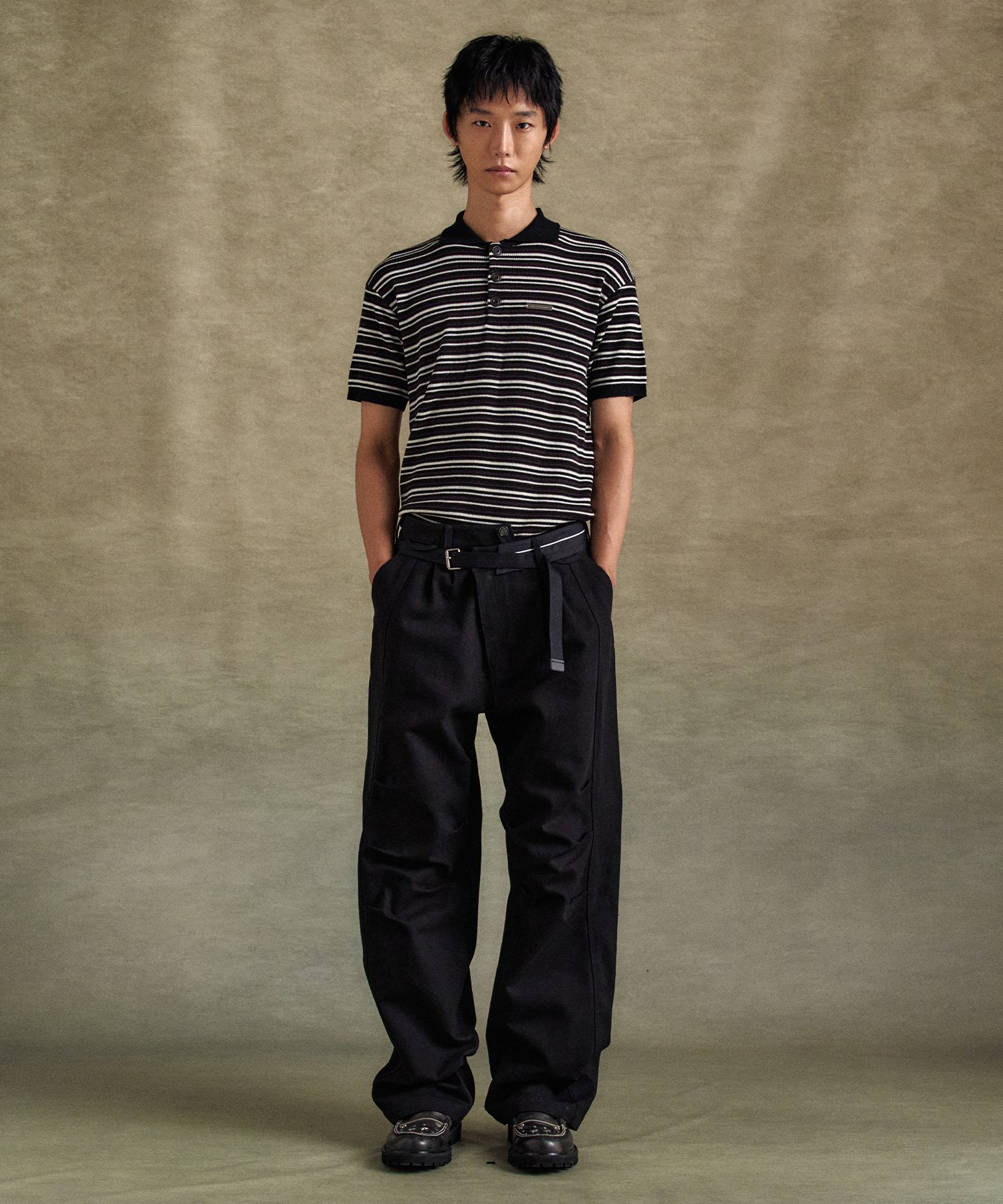 MUSINSA | ANDERSSON BELL Striped polo sweater atb1286m