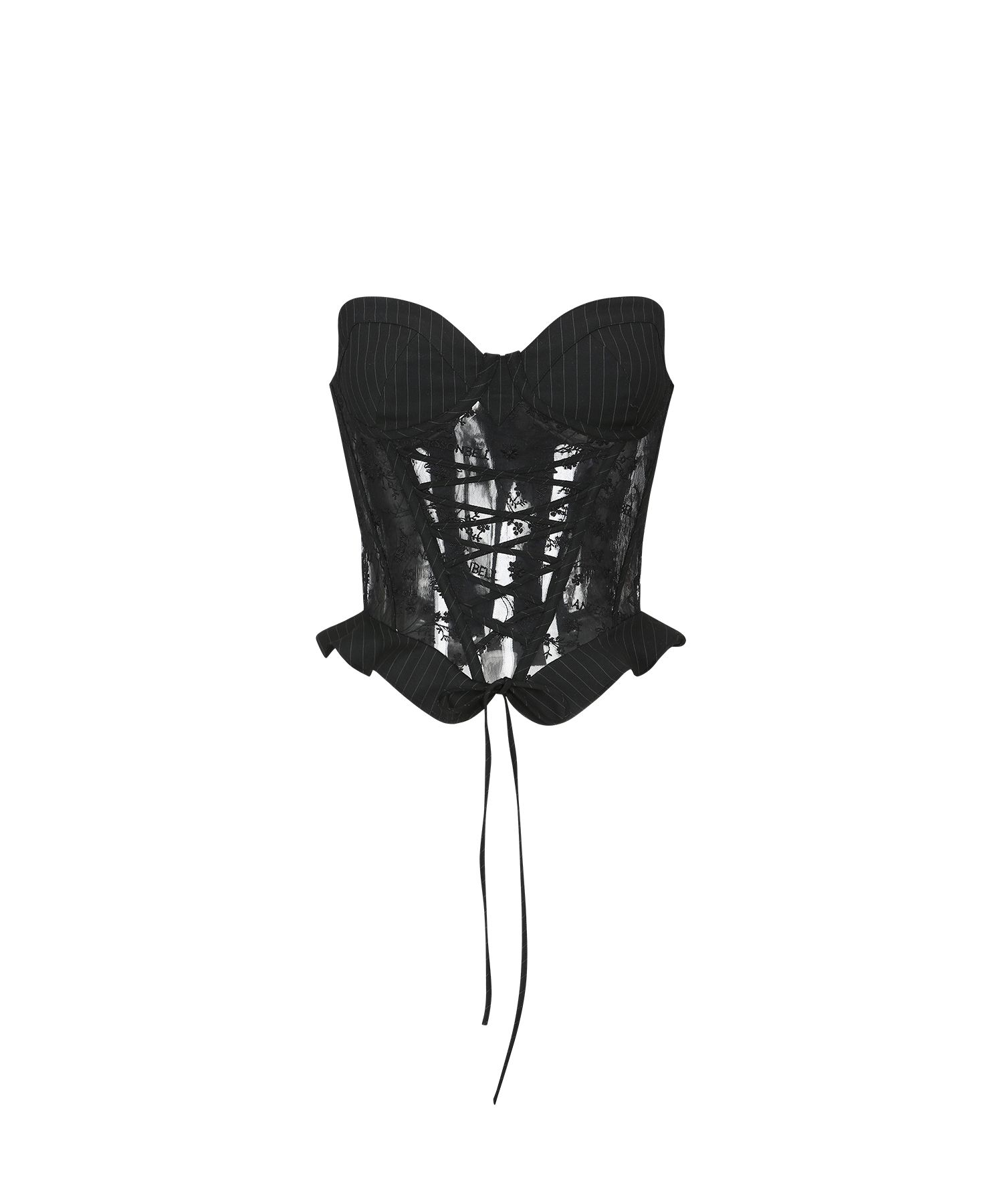 MUSINSA | ANDERSSON BELL Stripe Combo Logo Lace Corset Top