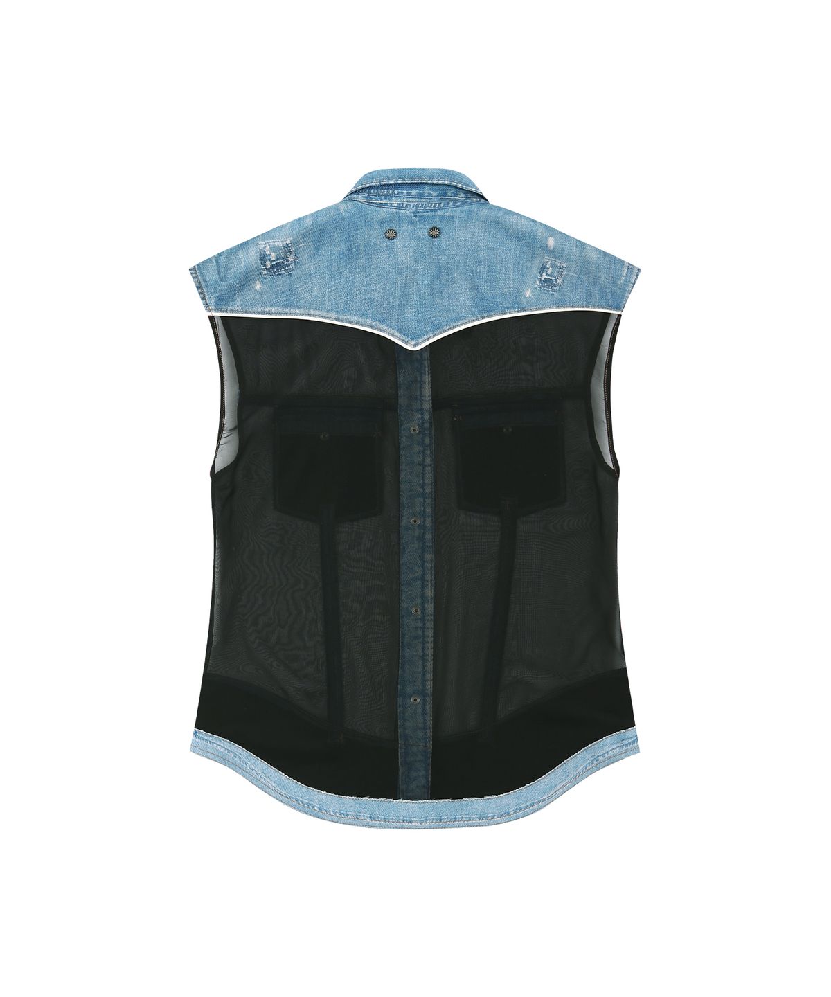 앤더슨벨(ADSB ANDERSSON BELL) 데님 프린트 슬리브리스 셔츠 atb1303w(DENIM/BLACK)