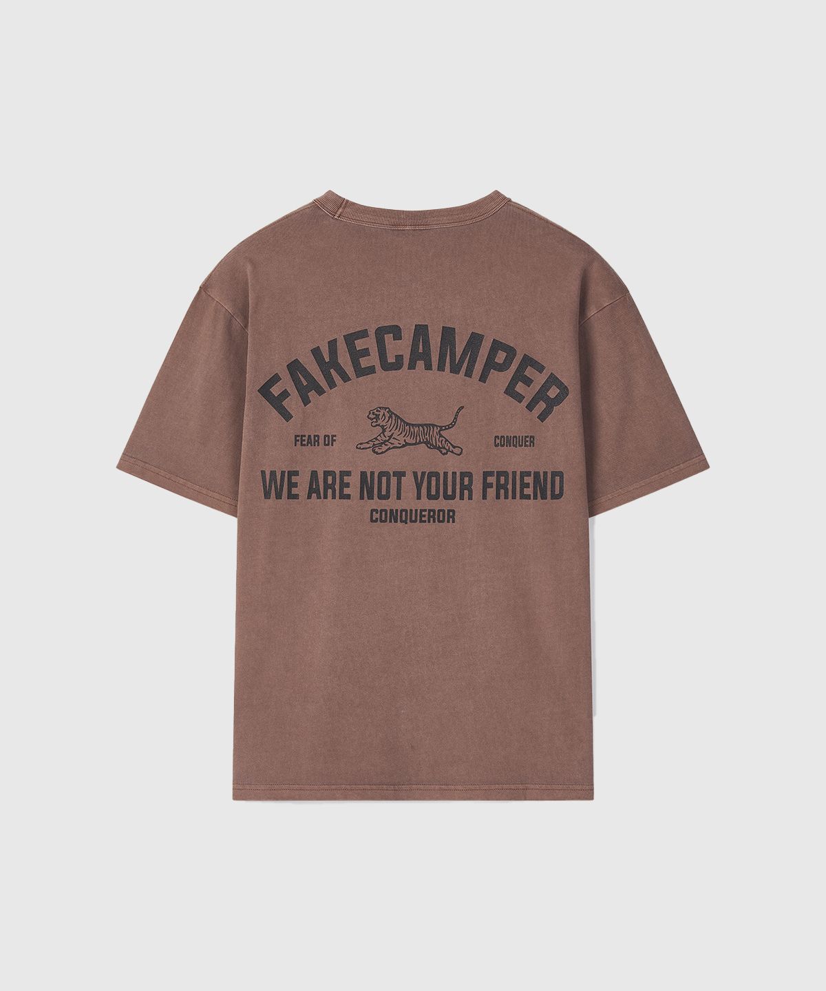 페이크캠퍼(FAKE CAMPER) 피그먼트 타이거 오리지널 빈티지 반팔티셔츠 [BROWN]