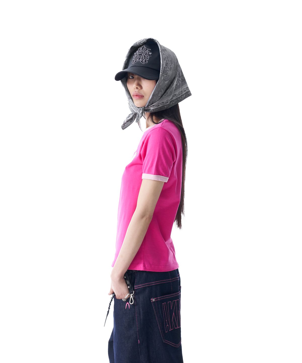 아캄(AAKAM) X-Cross Printed Scarf (Gray)
