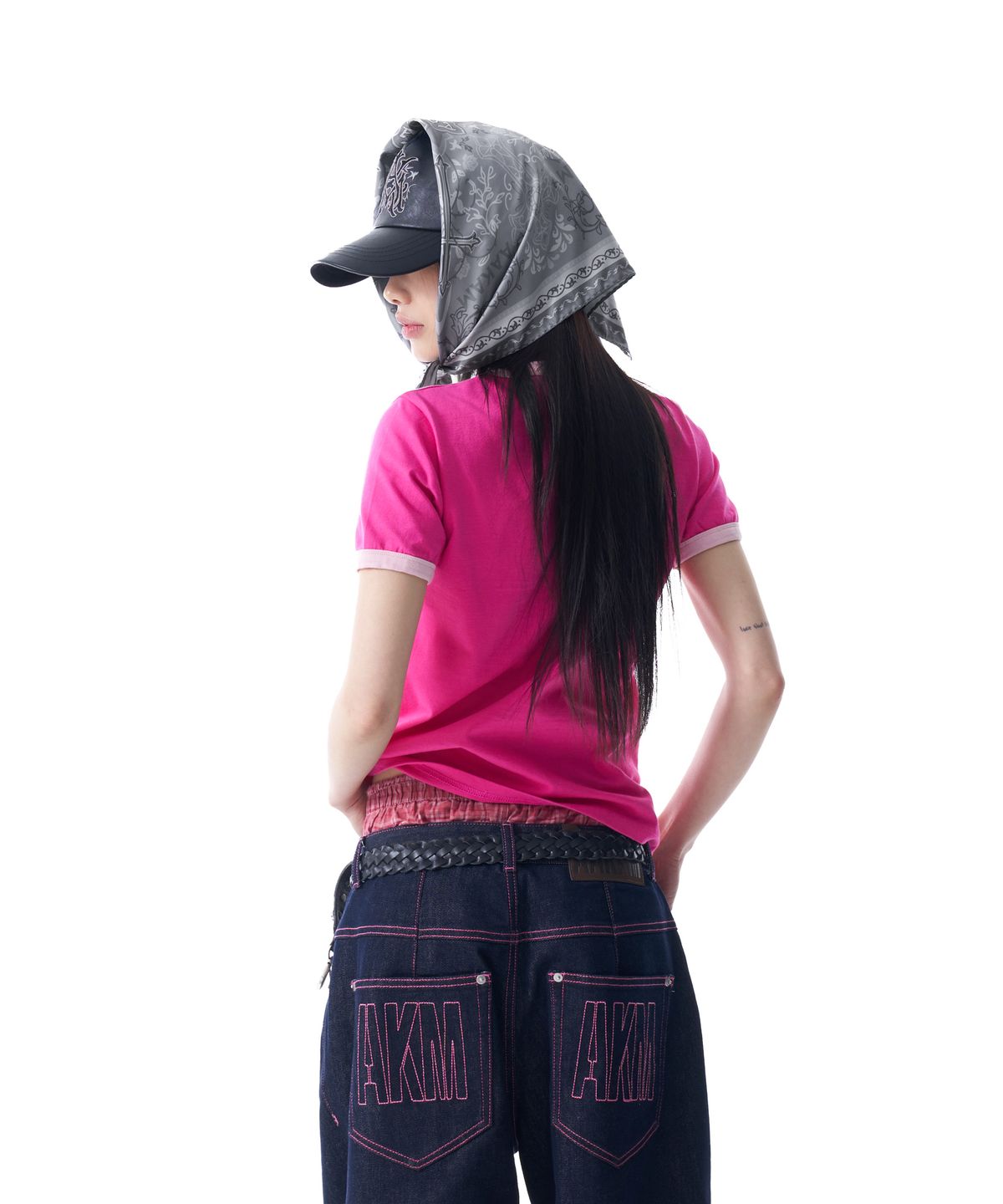아캄(AAKAM) X-Cross Printed Scarf (Gray)