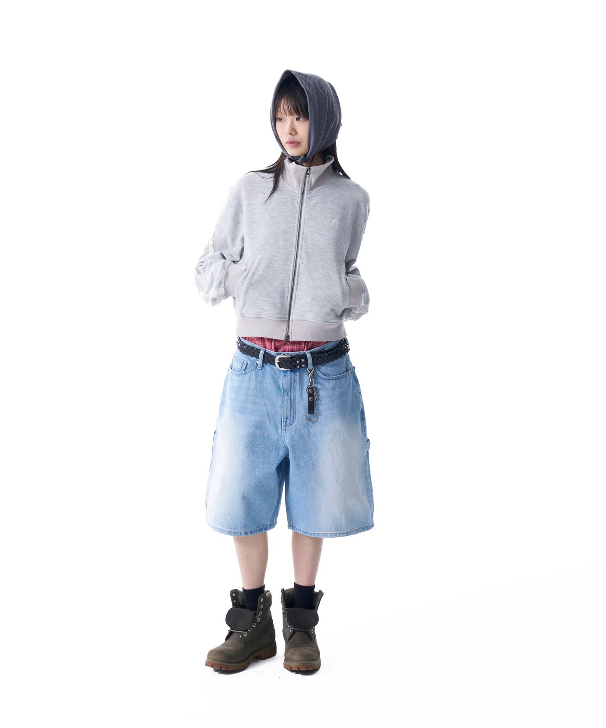 아캄(AAKAM) Check Pattern Scarf (Blue)