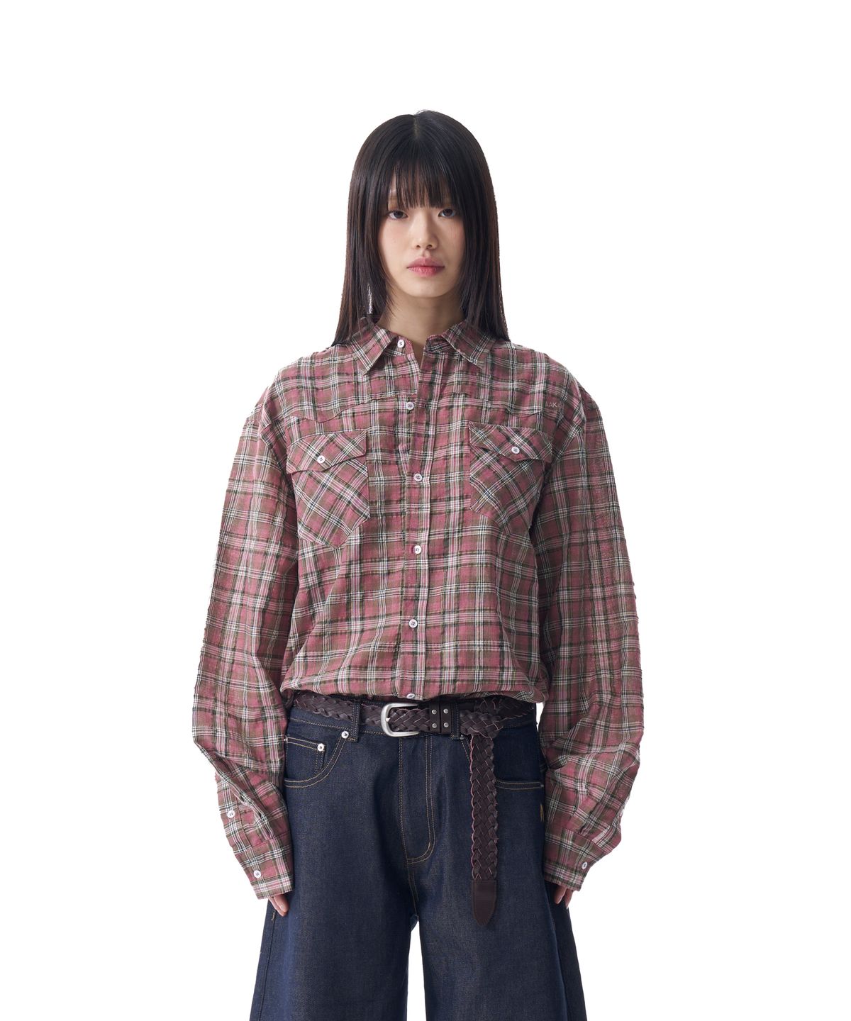 아캄(AAKAM) Western Vintage Check Shirts (Pink)